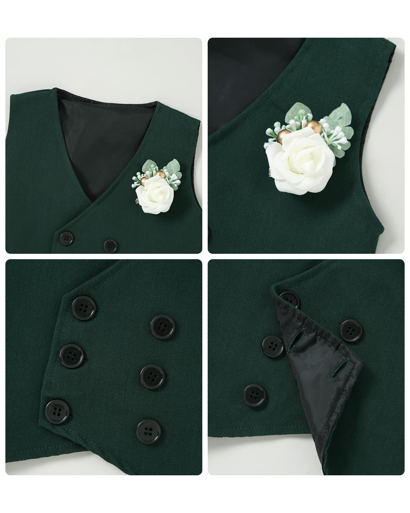 ZOEREA Bébé Garçon Gentleman Smoking Vêtements Ensembles, Enfant Mariage Baptême Tenue Costume Haut Chemise+Gilet+Pantalon+Nœud Papillon+Corsage 1-5 Ans