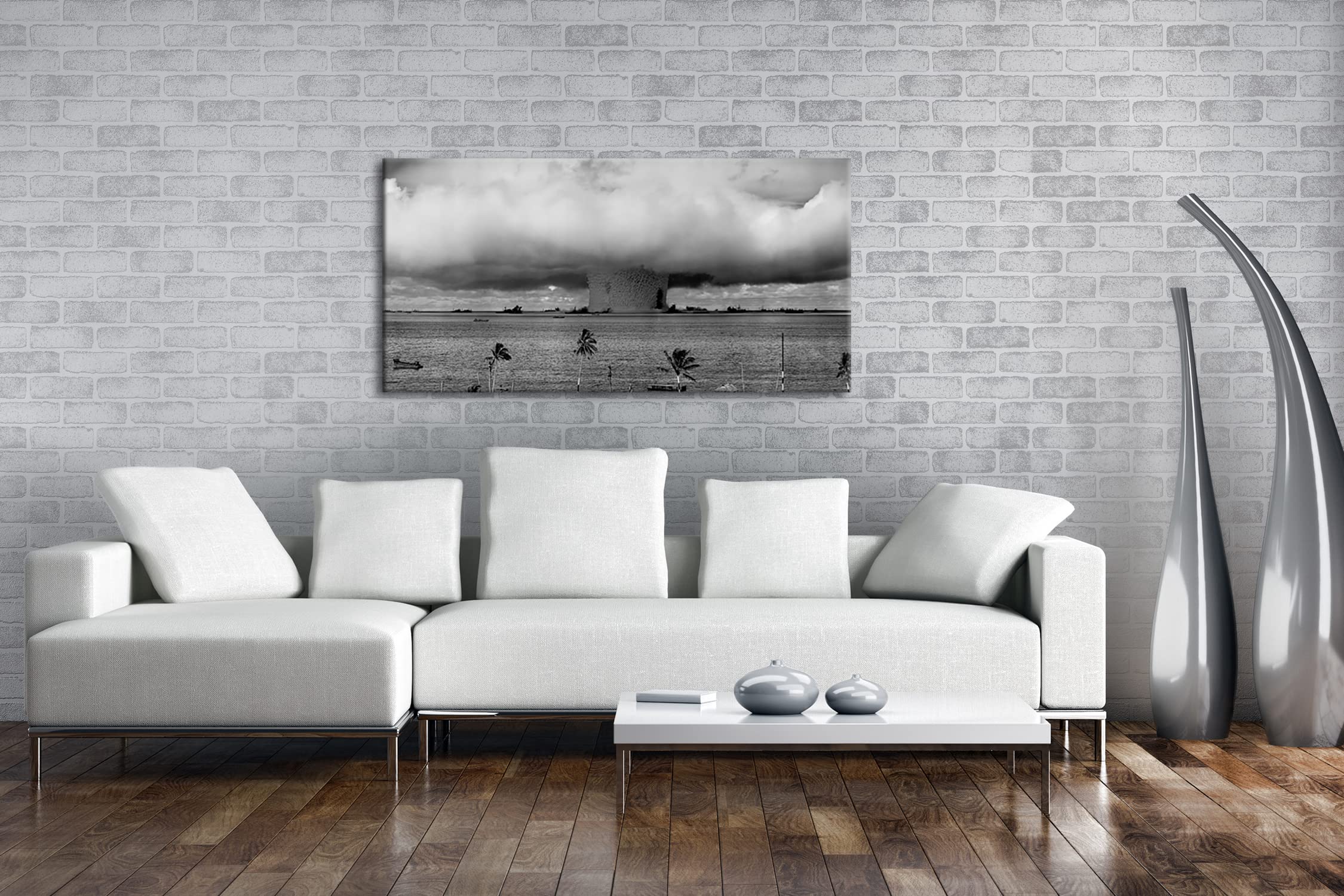 Panorama Test d'armes nucléaires 100 x 50 cm Impression numérique de qualité supérieure avec cadre en bois