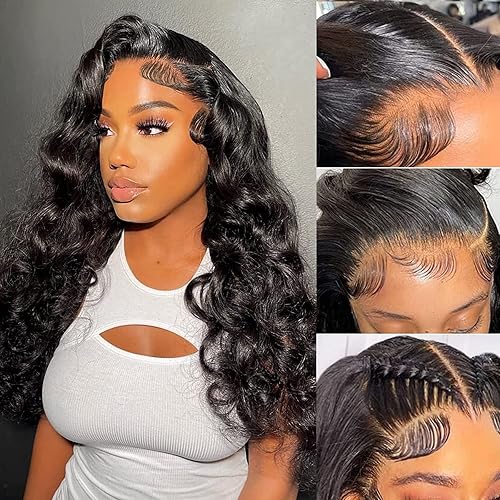 N ONE Body Wave Lace Front Wigs Human Hair Pre Plucked 13x4 HD Lace Frontal Wigs Human Hair Lace Front Wig with Baby Hair Glueless Human Hair Wigs for Black Women 150 Density (24 Inch)