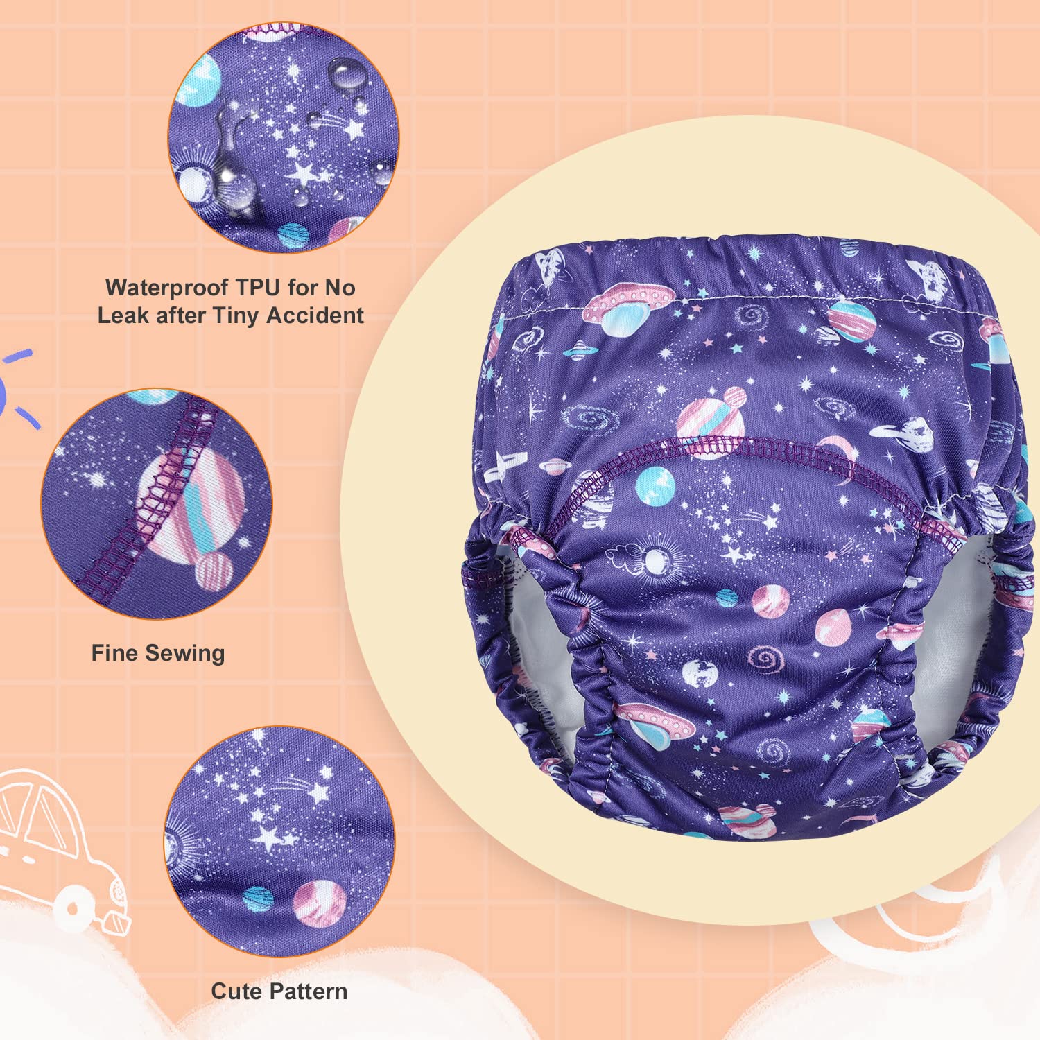 MOEMOE BABY Culotte Apprentissage Propreté Fille Imperméable,Culotte d'apprentissage Enfant,Lot de 6,Violet,3 Ans
