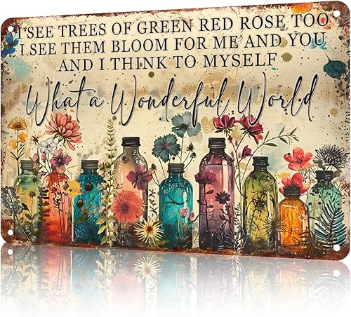 macago Letrero de metal divertido con texto en inglés "I See Trees of Green Red Rose Retro Tin Sign, 8 x 12"