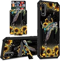 Vista 8 de Funda tipo cartera para Moto G Stylus 5G con soporte para tarjeta de crédito y soporte de doble capa de policarbonato duro, TPU suave, a prueba