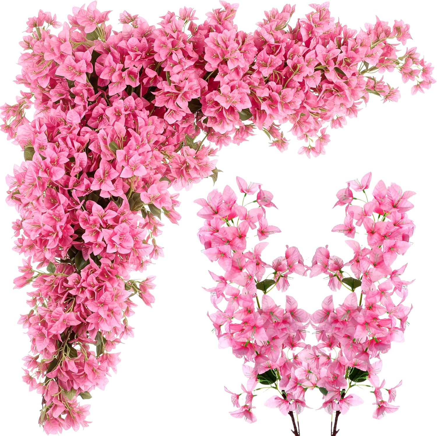 16 Pack Artificial Bougainvillea Floral 38" Silk Long Stem Bougainvillea Plants Hanging Table Centerpiece for Home Wedding Indoor Outdoor Decorations (Rose Purple)