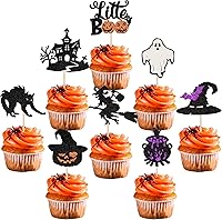 Vista 156 de Rsstarxi Paquete de 36 adornos para cupcakes de Halloween, bruja, fantasma, magdalenas, murciélagos, arañas, gatos, decoración de pasteles