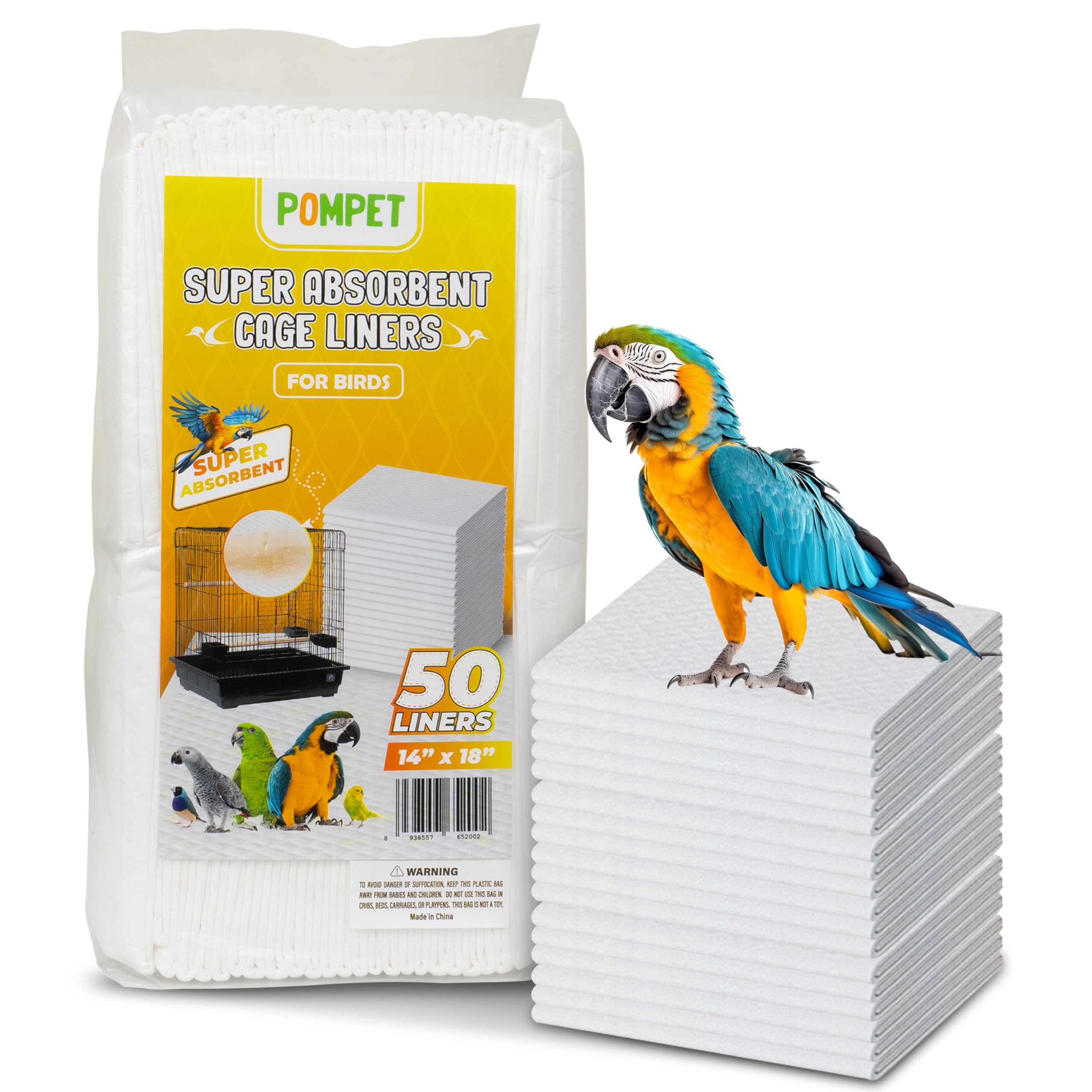 Photo 1 of 14" X 18" Disposable Bird cage Liners 50 Units, Super Absorbent, Parakeets, Cockatiels, Doves, Canaries, Parrots