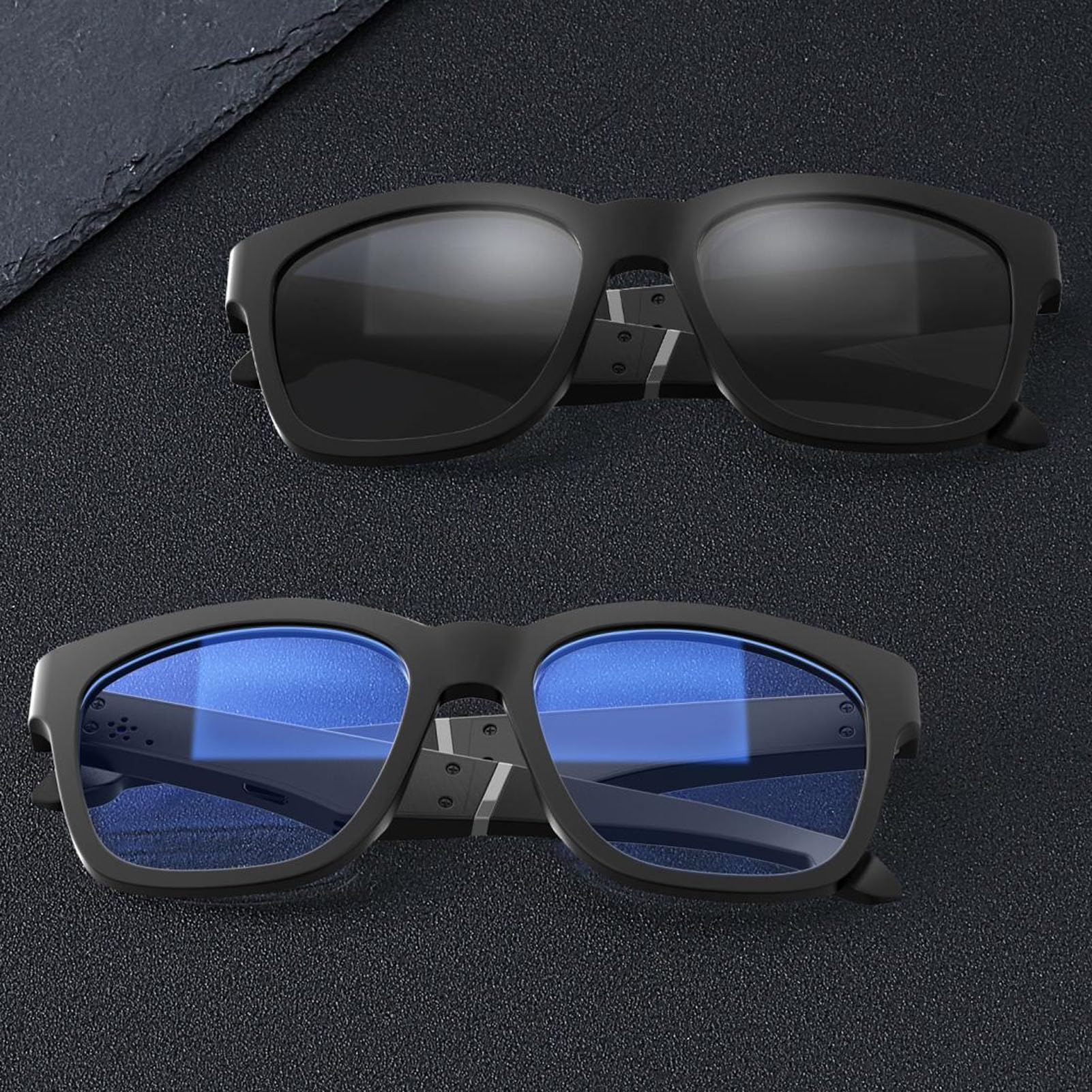Lunettes Intelligentes Haut-parleurs Micro Intégrés, Lunettes Casque Bluetooth, Musique à Oreille Ouverte, Contrôle Tactile, Lunettes Anti-Blocage Bleu Longue Veille pour Femmes
