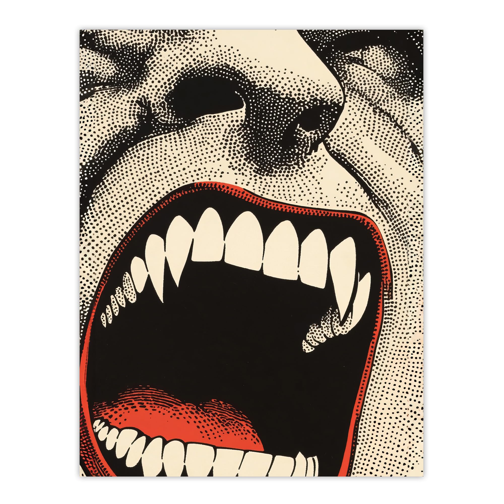Artery8 Vampire Teeth Mouth Close Up Pop Art Horror Living Room Large Wall Art Poster Print Thick Paper 18X24 Inch