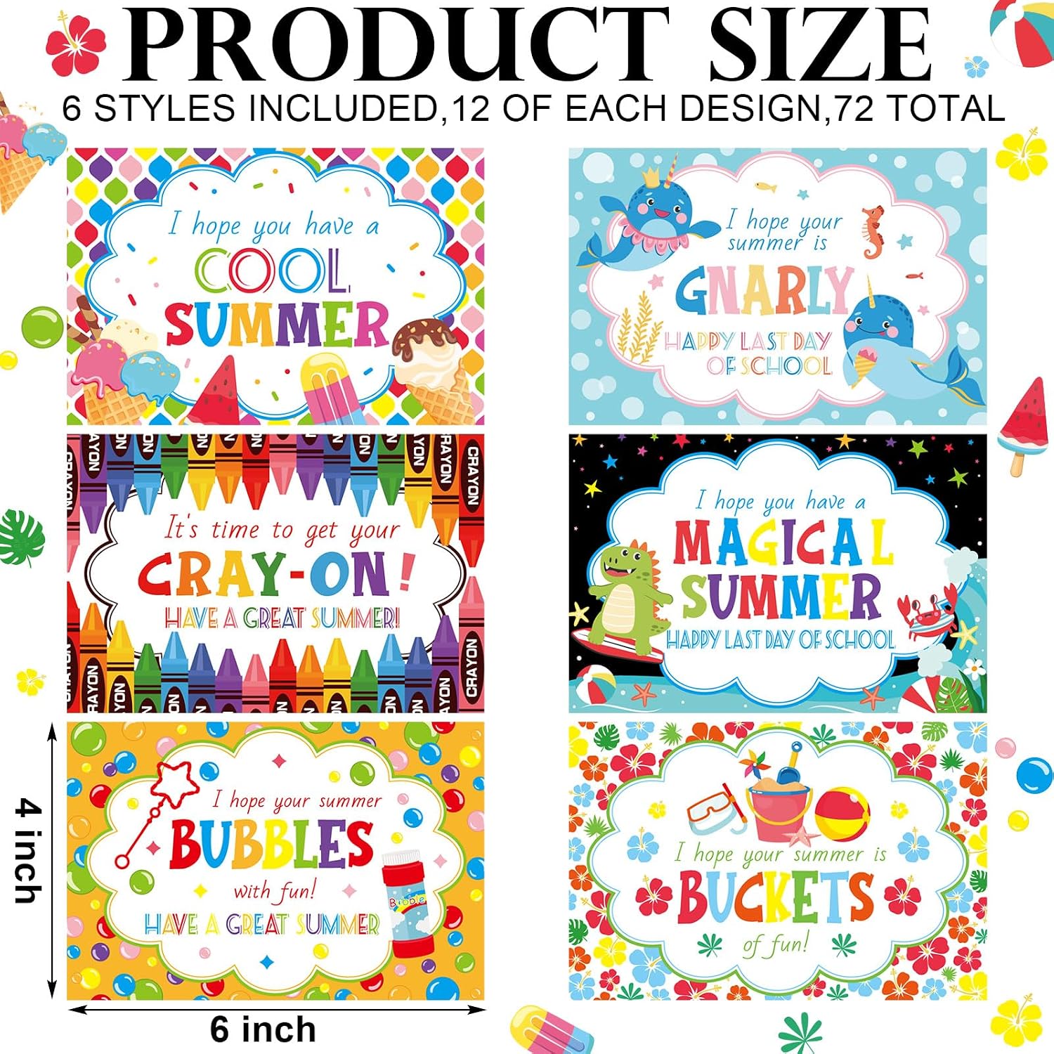 ReliThick 72 Pack Summer Fun Themed Last Day of School Postcards Have a Great Summer Blank Postcards 4 x 6 Inch End of the School Year Student Cards for Teachers to Send to Students (Classic) image 2