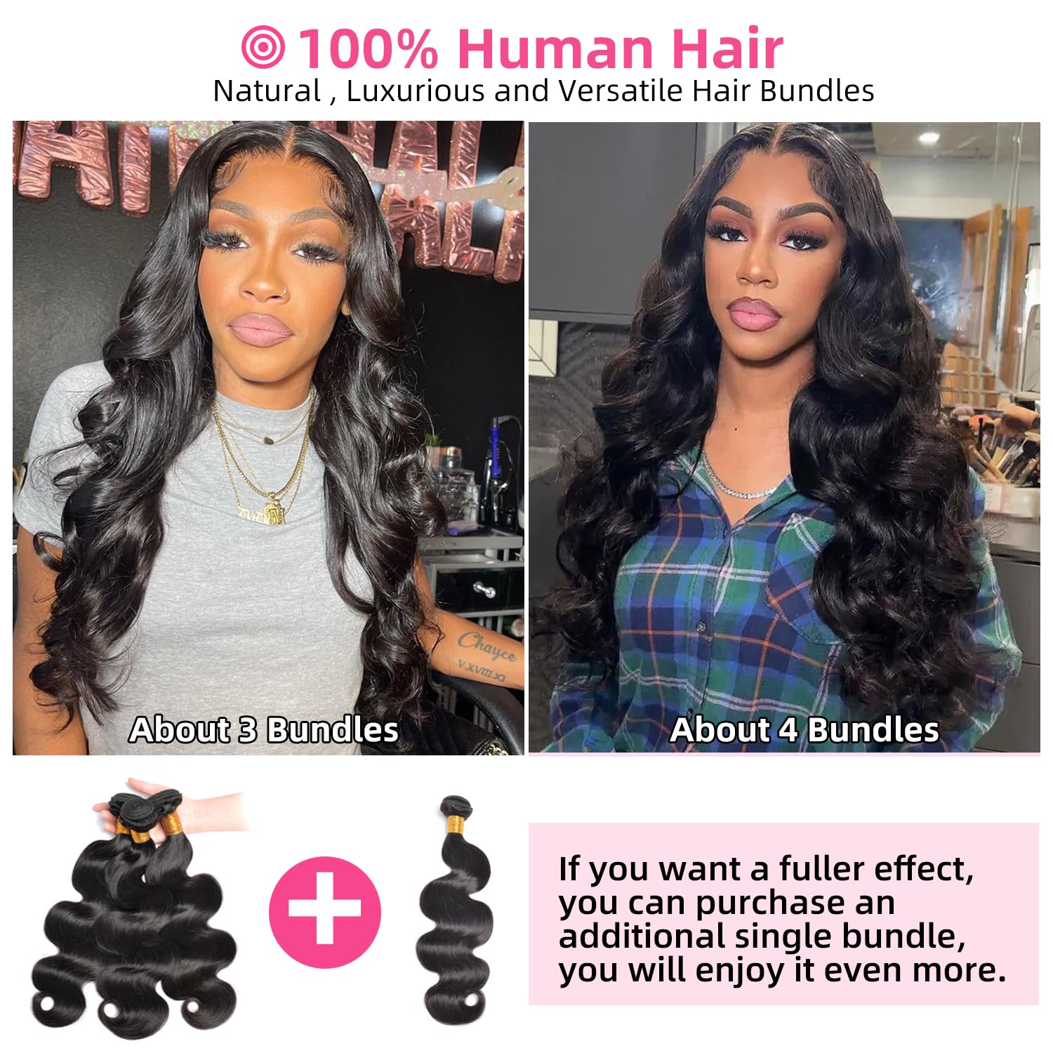 PerisModa Body Wave Bundles Human Hair Bundles 12A Grade 100% Unprocessed Brazilian Virgin Hair Bundles Natural Weave Bundles Human Hair Extension Quick Wave Bundles for Women (20 22 24 Inch) - Image 4