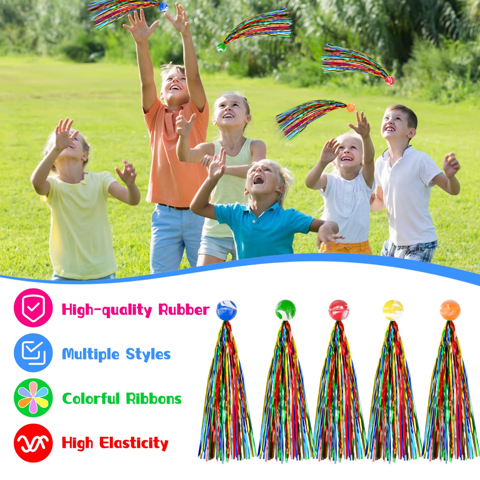 Set De Pelotas Saltarinas Con Cintas De Colores – 30 Unidades De Goma + 20 Pelotas Espaciales, Ideales Para Fiestas, Piñatas, Premios De Clase Y Regalos Para Invitados