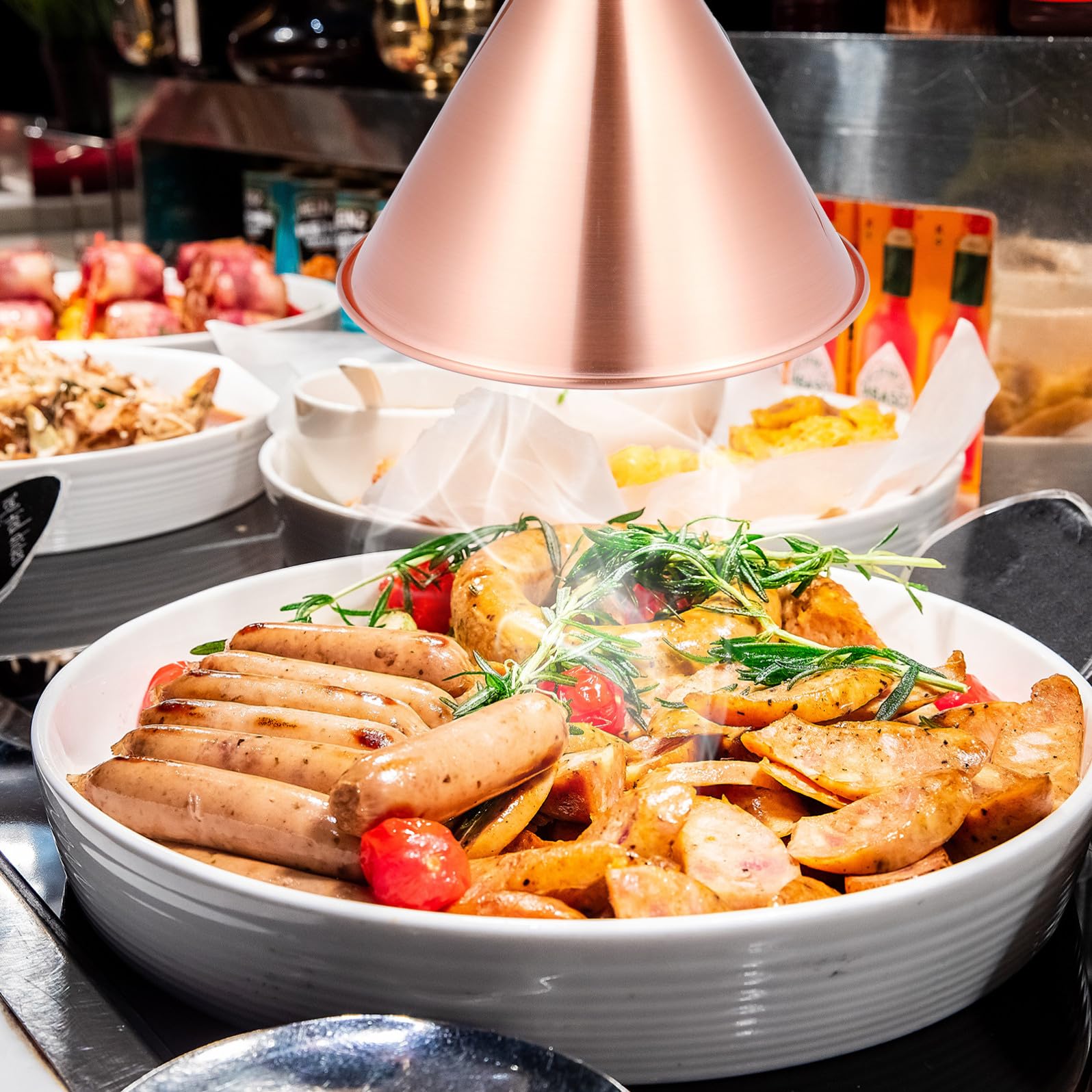 MAGICLULU 1pezzi Lampada Riscaldante Telescopica per Alimenti Luce Scaldavivande Buffet Metallo Resistente alle Alte Temperature Altezza Regolabile per Ristoranti Hotel e Cucine