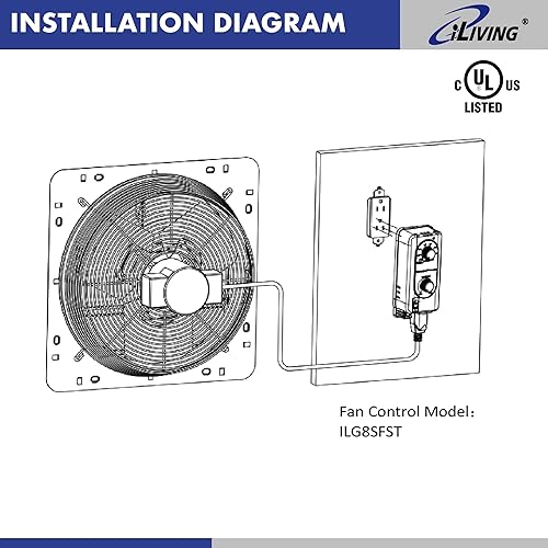 Miniatura 3 de iLIVING Controlador de temperatura y controlador de velocidad para ventilador de escape, negro, ILG8SFST