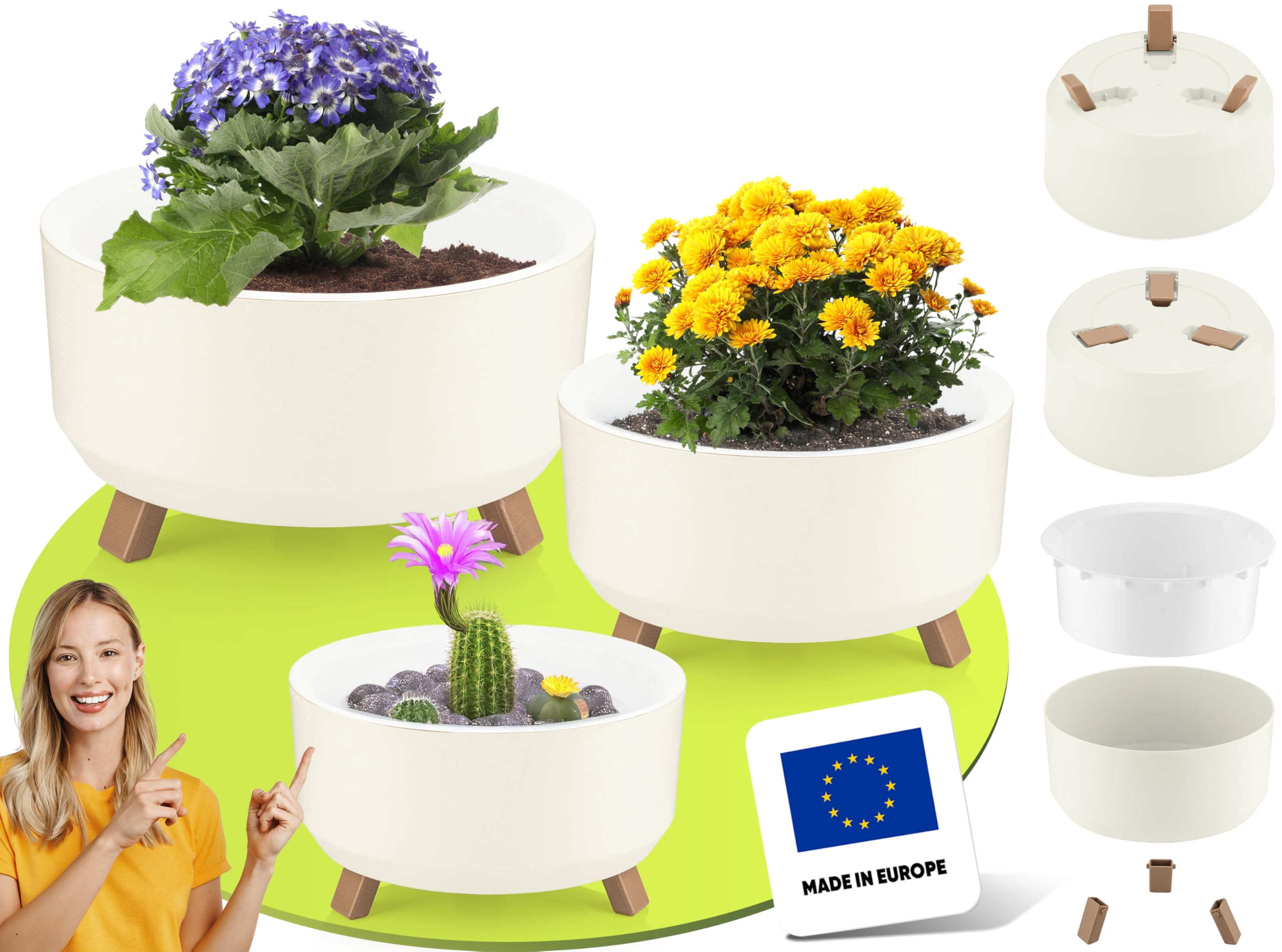 uandu 3er Blumentopf Set, 3 Gren, BPA frei Kunststoff Blumenstnder frs  Zuhause, Plant Pot, bertopf, Flower Pot, Pflanzkbel, Pflanztpfe,  Blumentpfe, Blumentopf Gross, Pflanzentopf Gro: Amazon.de: Garten