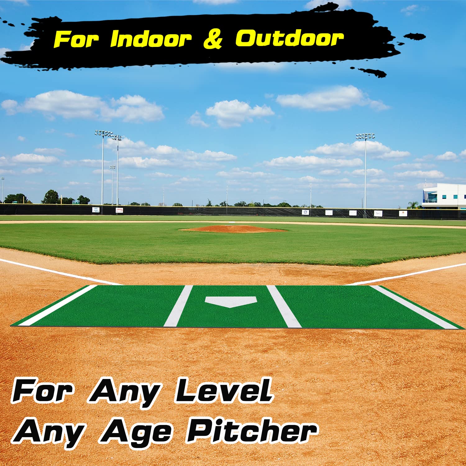 Beoub Heavy Duty Batting Mat Portable Softball Baseball Inlaid Home