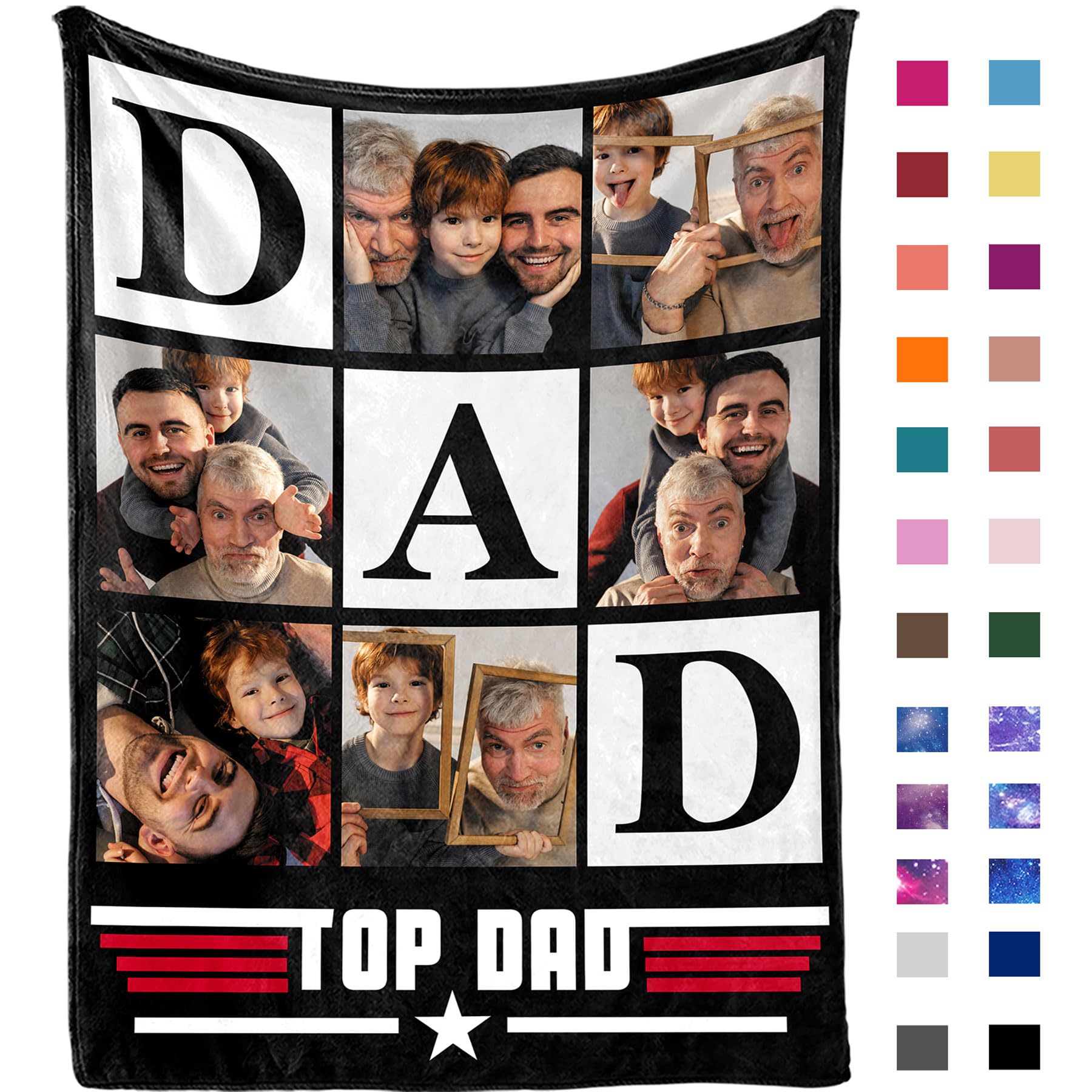 Yofair Ships Next Day, Custom Blanket with Picture Personalized Gifts for Mom Dad Customized Photo Blanket Family Christmas Birthday Gifts for Adult
