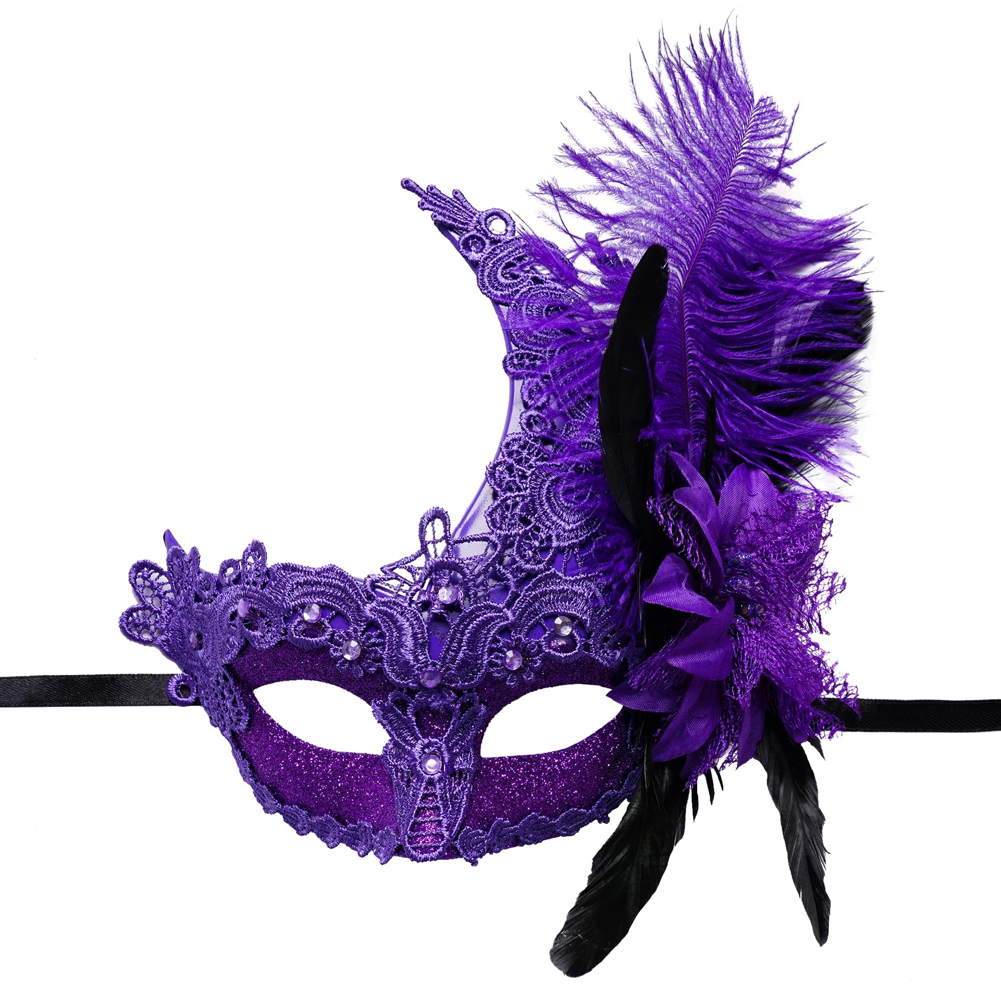 Yymobt Feather Masquerade Mask Feather Venetian Mask for Women Cosplay Party Halloween Mardi Gras Christmas Masque