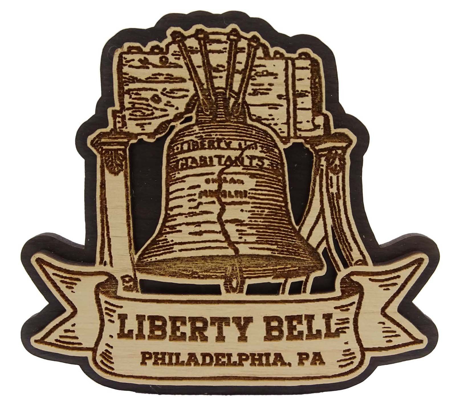 Printtoo Liberty Bell Philadelphia Wood Engraved Fridge Magnet Souvenir Gift