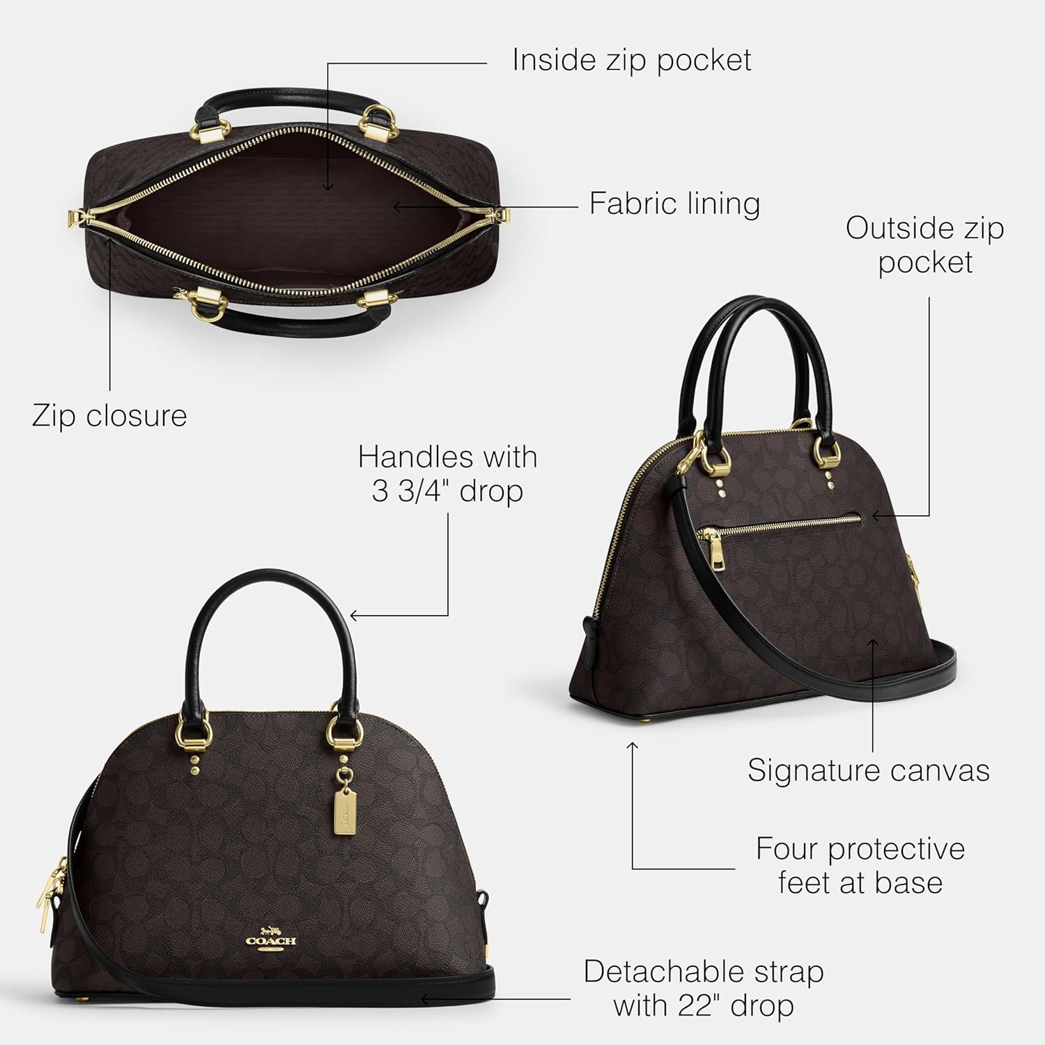 COACH womens Katy Satchel in Signature Canvas