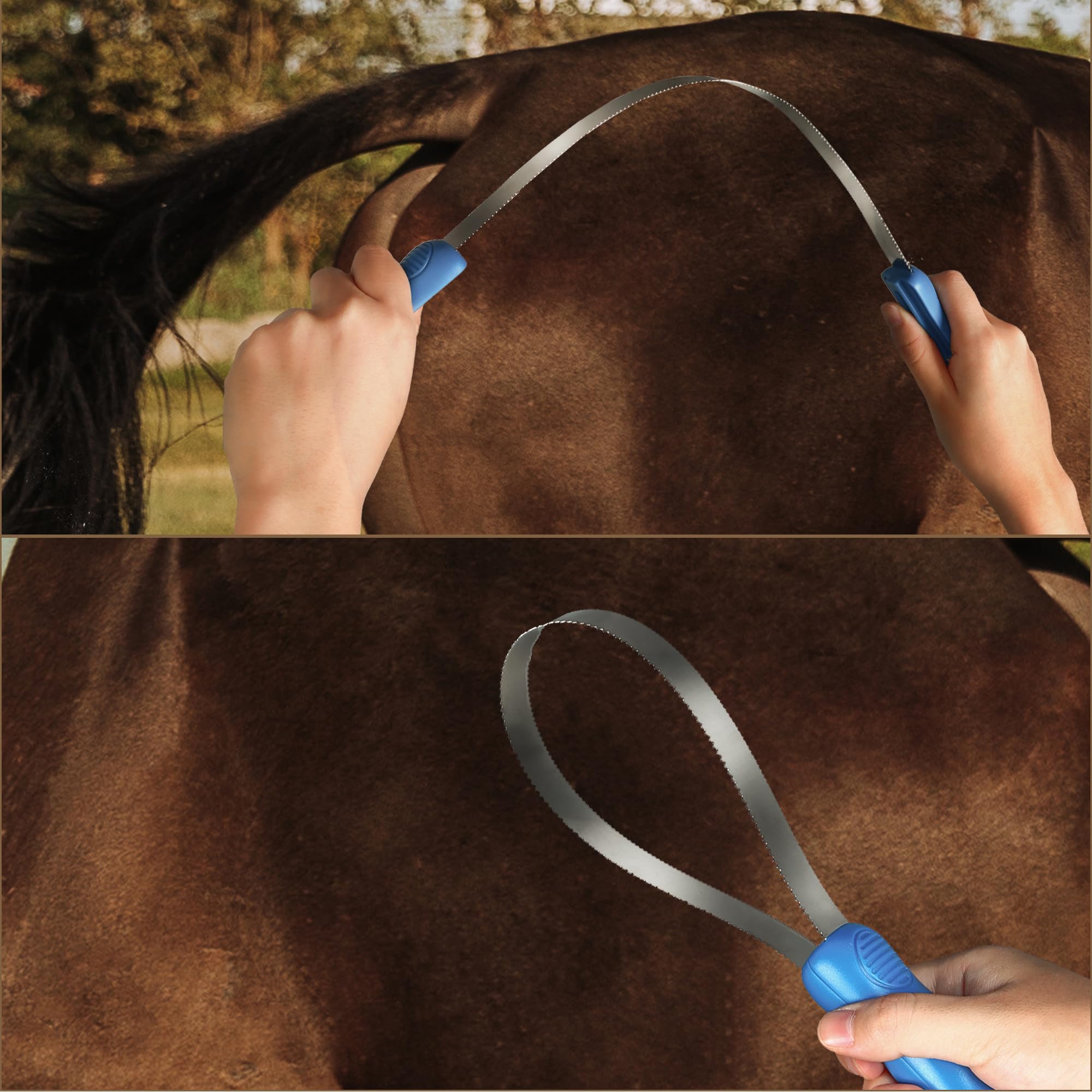 Dual-Sided Shedding Blade Dog Hair Brush - Stainless Steel Grooming Tool for Horses, Cattle, Sheep with Comfort Grip - Fine & Coarse Teeth for Long and Short Hair（2 Pcs） - image 8