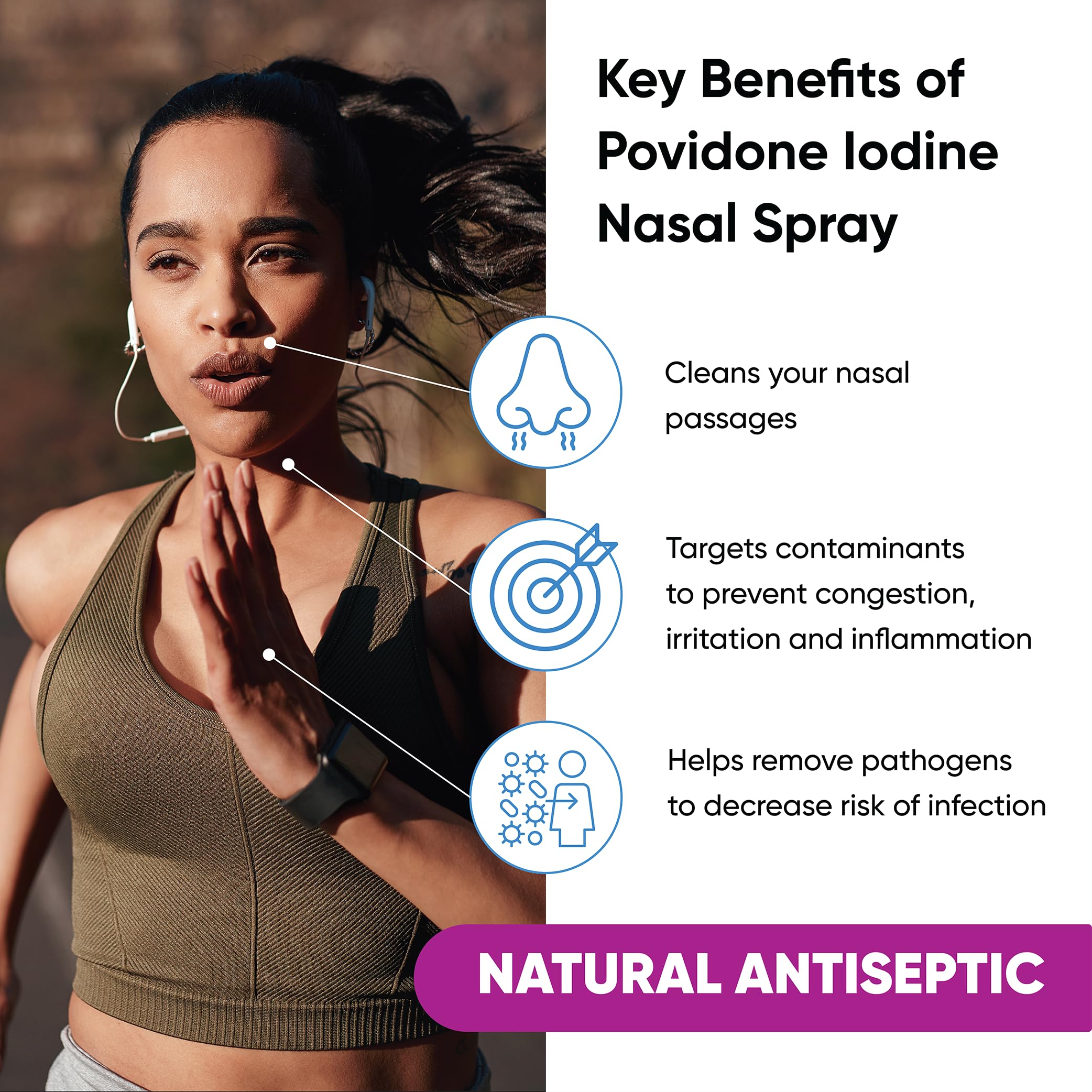 VIRALDINE 1.5% Povidone-Iodine Nasal Spray, Max-Strength Sinus Relief, 30ml — Amazon image 2