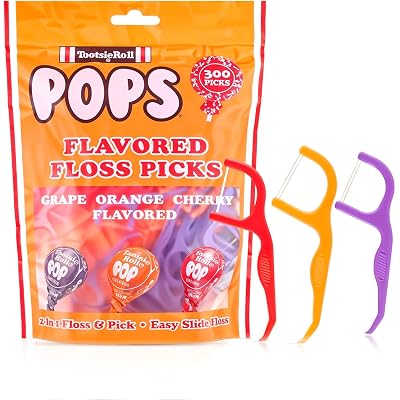 Flavored Floss Picks, 300 Count, Dental Floss Picks for Teeth with Fun Fruit Flavors, Flosser Picks for Adults and Children, | Grape, Orange & Cherry Flavor