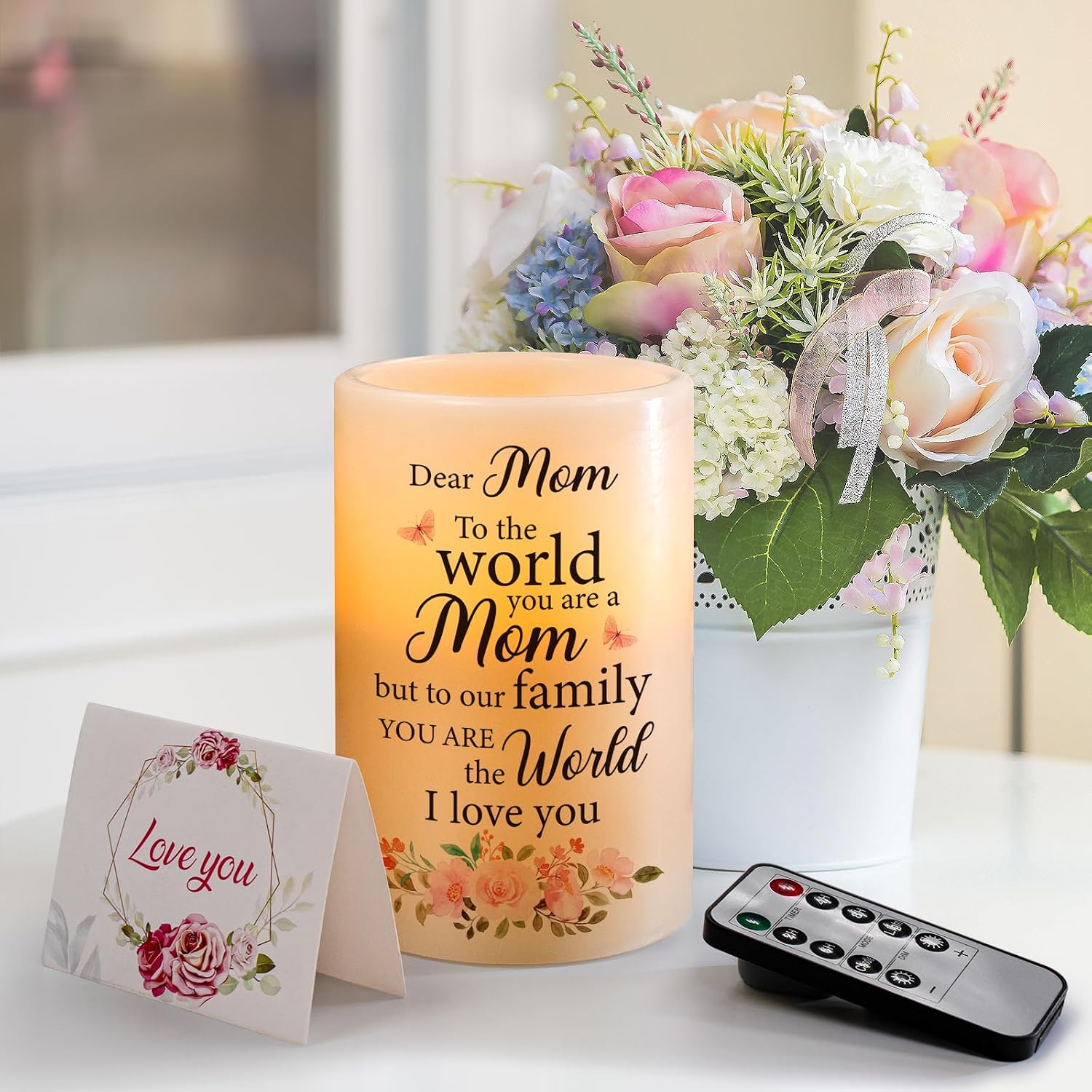 Gifts for Mom from Daughter Son, Funny Birthday Gifts for Mom, Mother's Day Christmas Gifts for Mom Real Wax Flameless Candles Gifts (6" x 4")