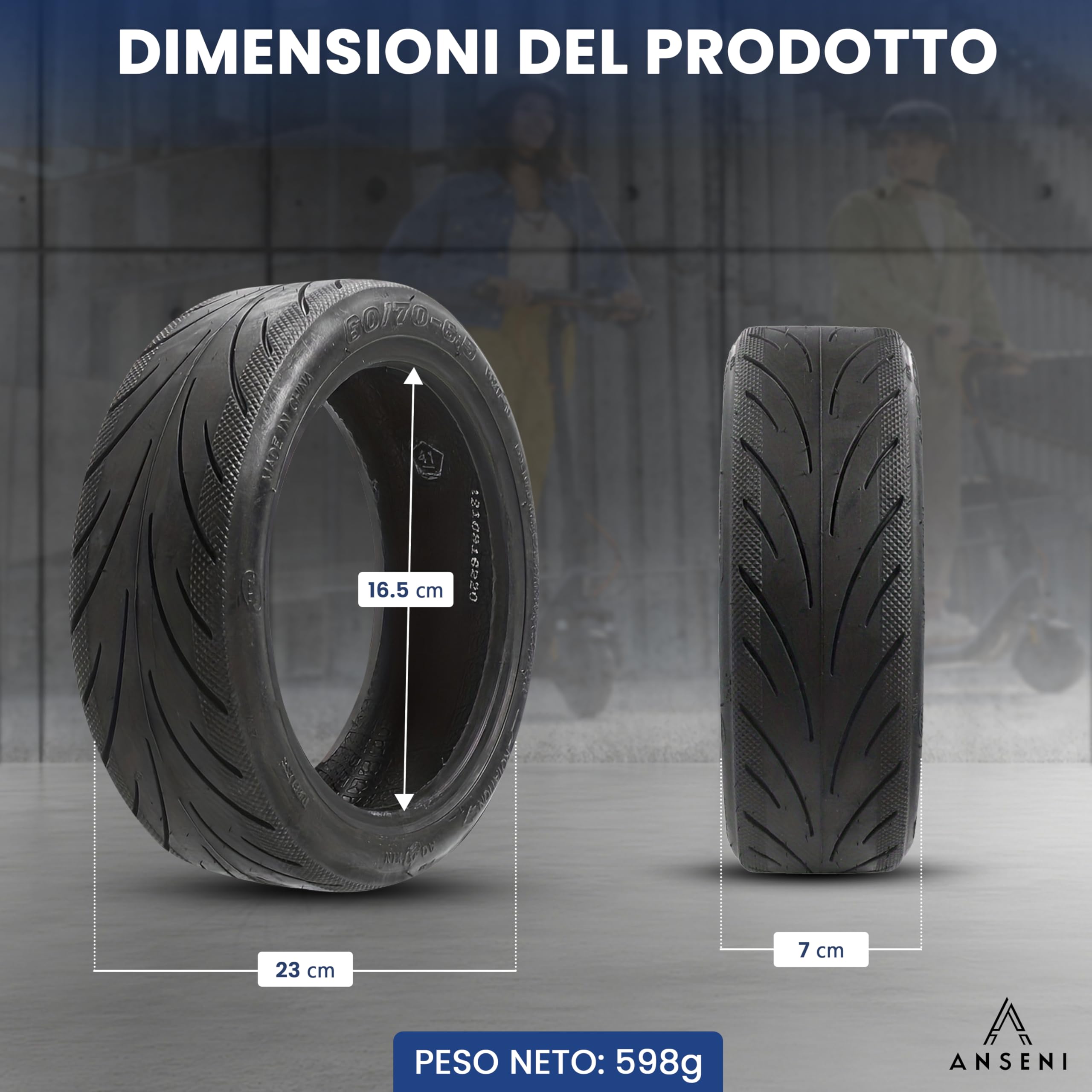 ANSENI Gomme monopattino eletrico 60/70-6.5, Ruota Tubeless 10 Pollici per monopattino elettrico Segway Ninebot E3 E, Ninebot Max G30/G30D, Xiaomi 5/5 Max, Smartgyro K2 (1 Ruota)