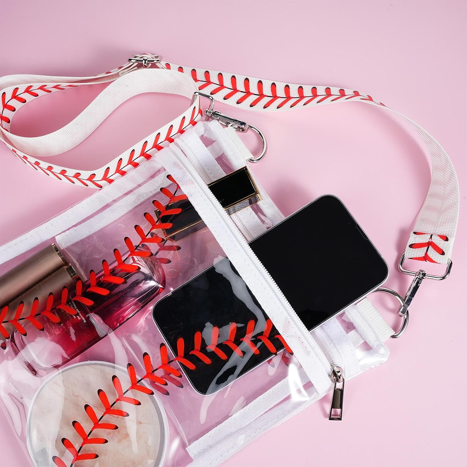 Sanwuta Clear Stadium Approved Crossbody Purse Bag with Adjustable Shoulder Strap Transparent Purse Handbags for Sporting