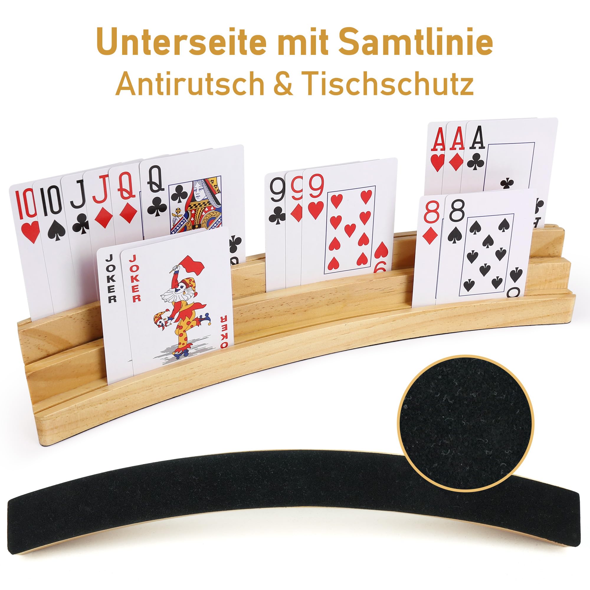 LotFancy Kartenhalter Holz, 2er Set Spielkartenhalter für Spielkarten 3-Stufen, Freisprech Kartenständer für Senioren - 3