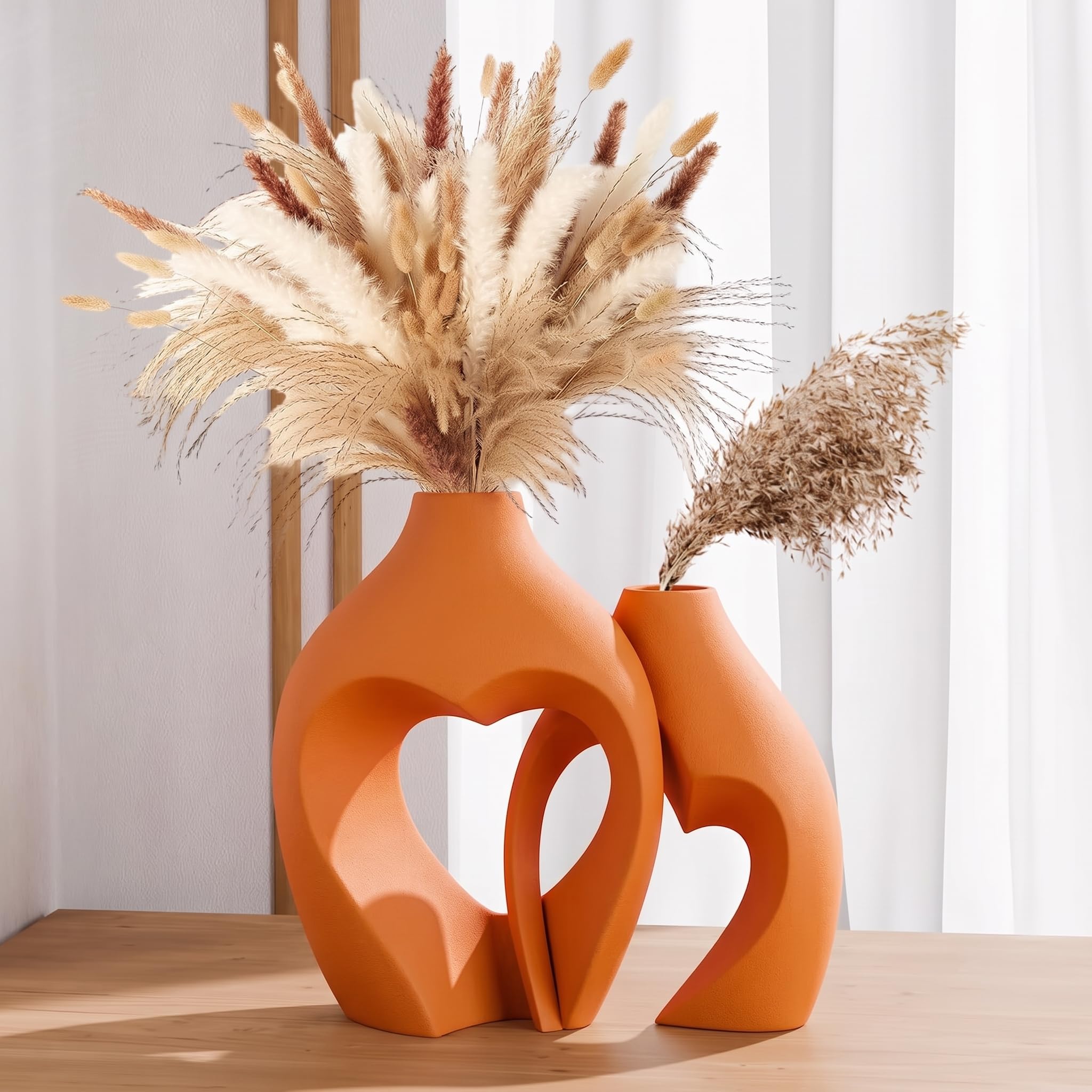 PUREZENTO Donut Heart Vases - Set of 2 Ceramic Vases -13