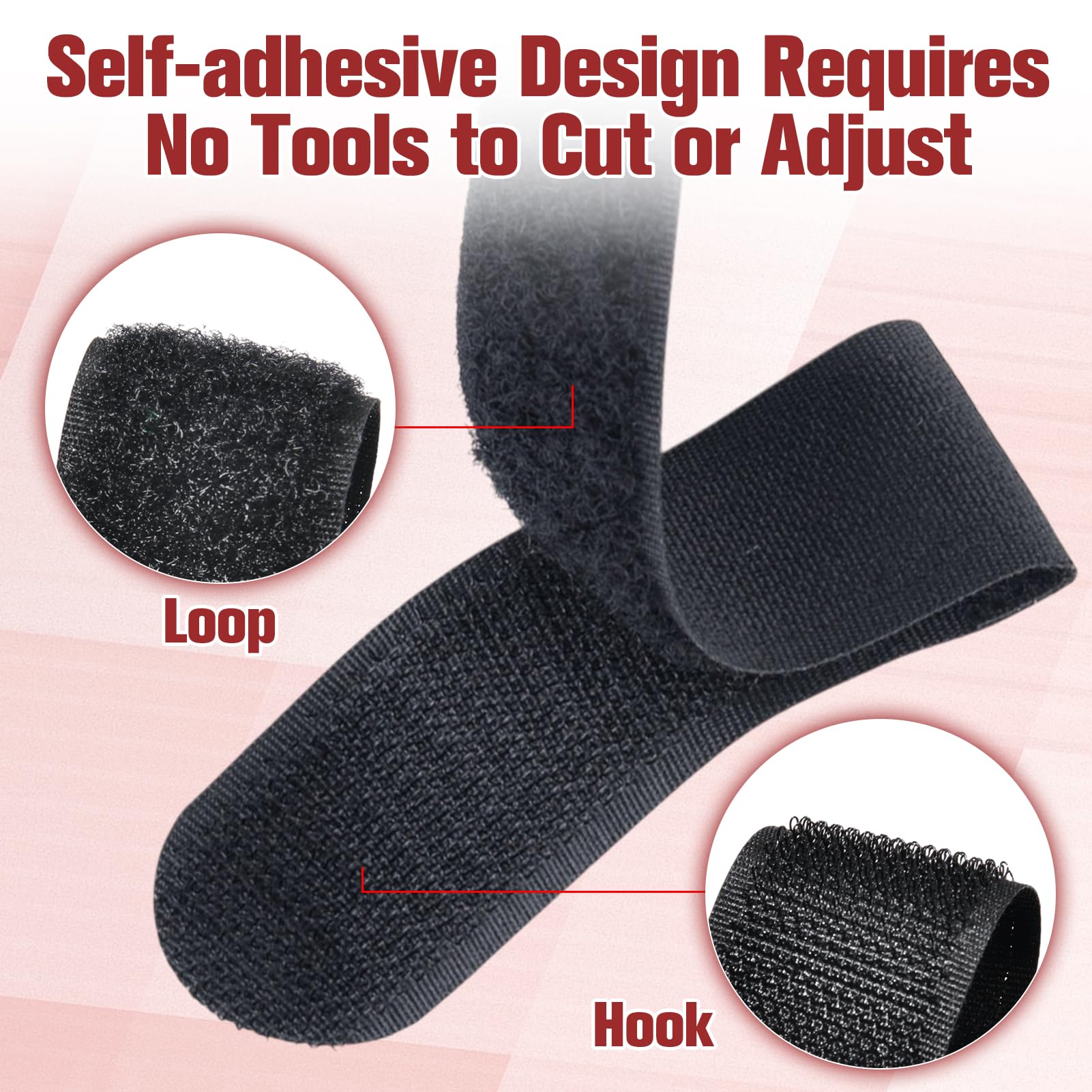 GOLD DEER 20 Pack Reusable Fastening Cable Straps and Cable Ties Set 8"/12"/18" Adjustable Cinch Straps with Buckles Nylon Extend Securing Strap Hook and Loop Straps for Cable Management,Black - Image 2