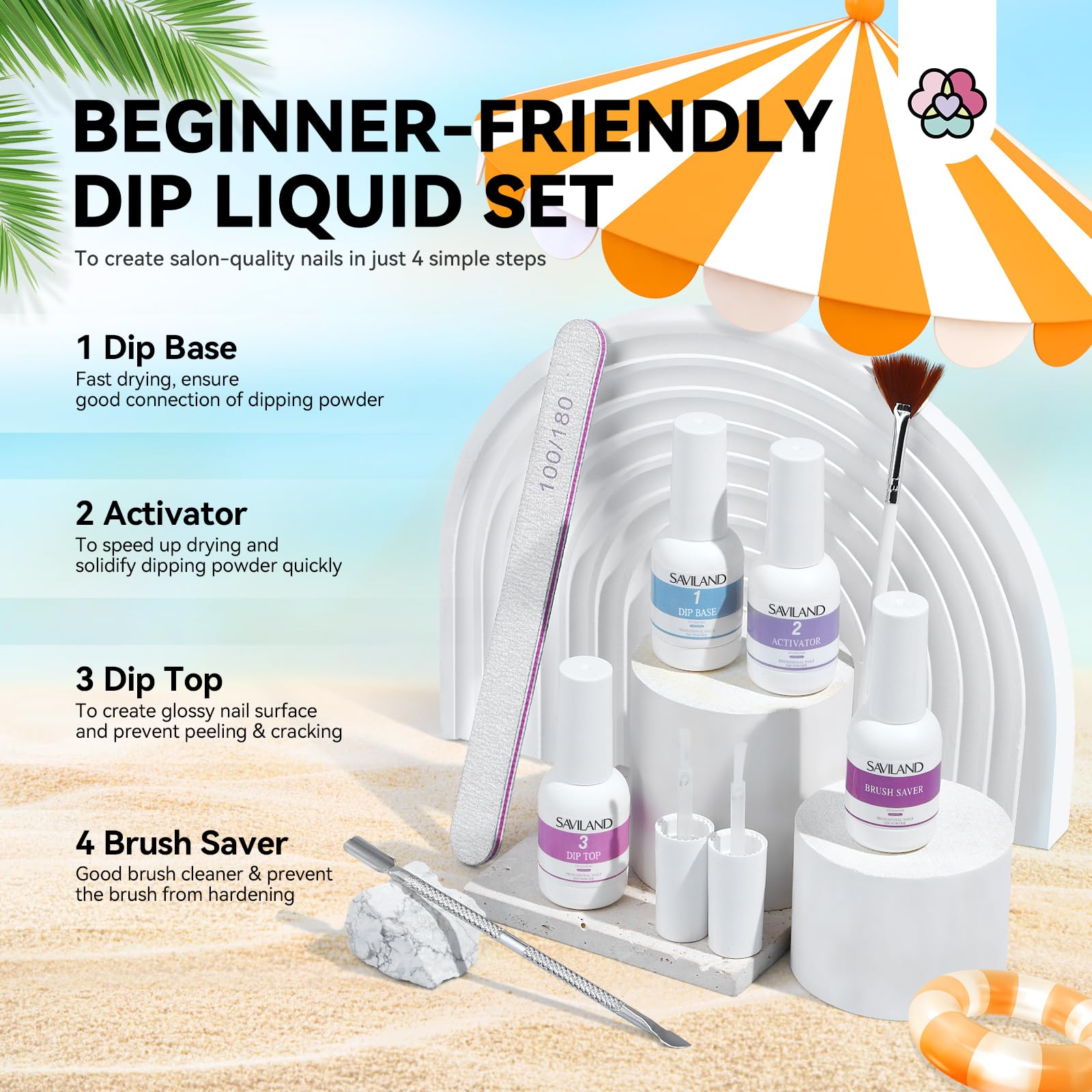 Saviland Smalto in Polvere ad Immersione per Unghie: 20 Colori Smalto in Polvere, Dip powder Nails kit, Set di Liquidi per Immersione Ricostruzione Unghie Nails Kit Regalo per Donne