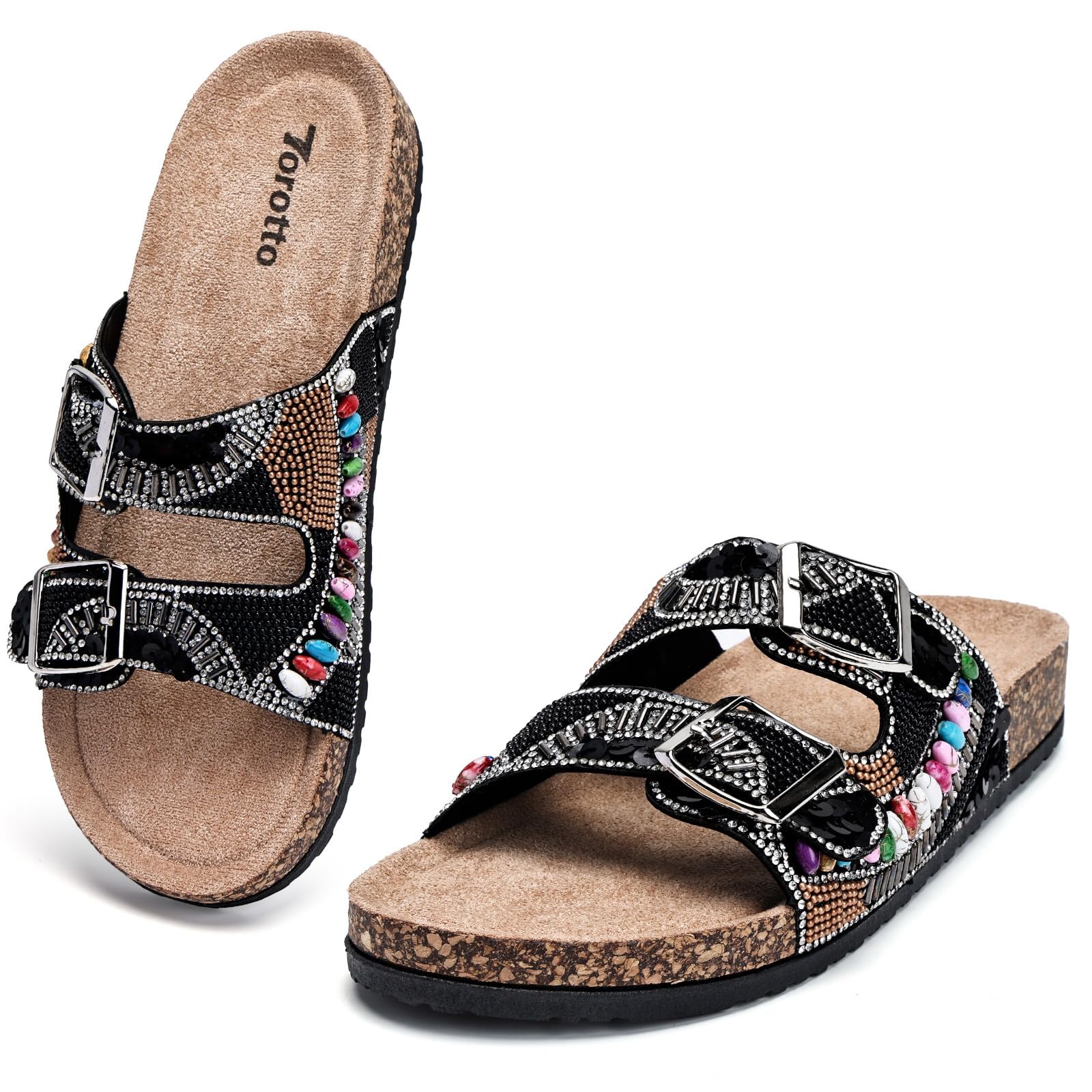Torotto Damen Pantoletten Sandalen Leder Erwachsene Clogs Hausschuhe Arbeitsschuhe Bequeme Classic