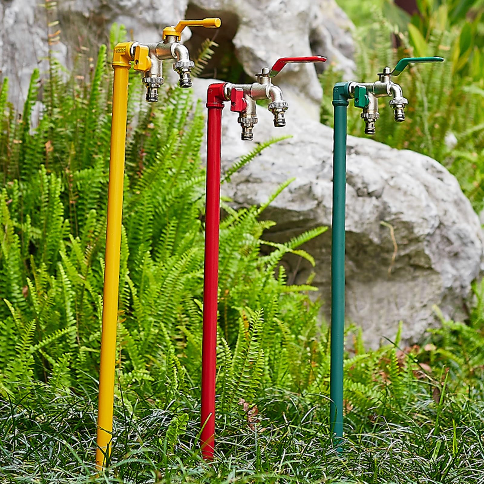 Supporto per tubo da giardino in acciaio inox con rubinetto per irrigazione esterna e irrigazione antigelo