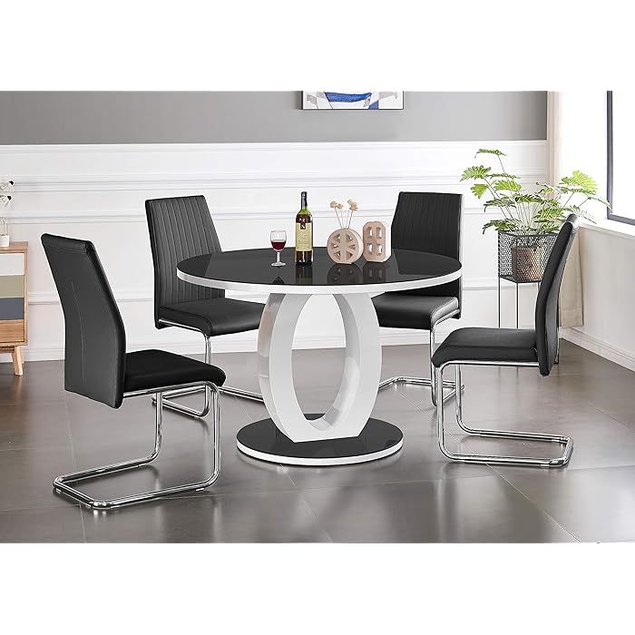 Buy Furniturebox UK Giovani Modern Stylish White/Black High Gloss And