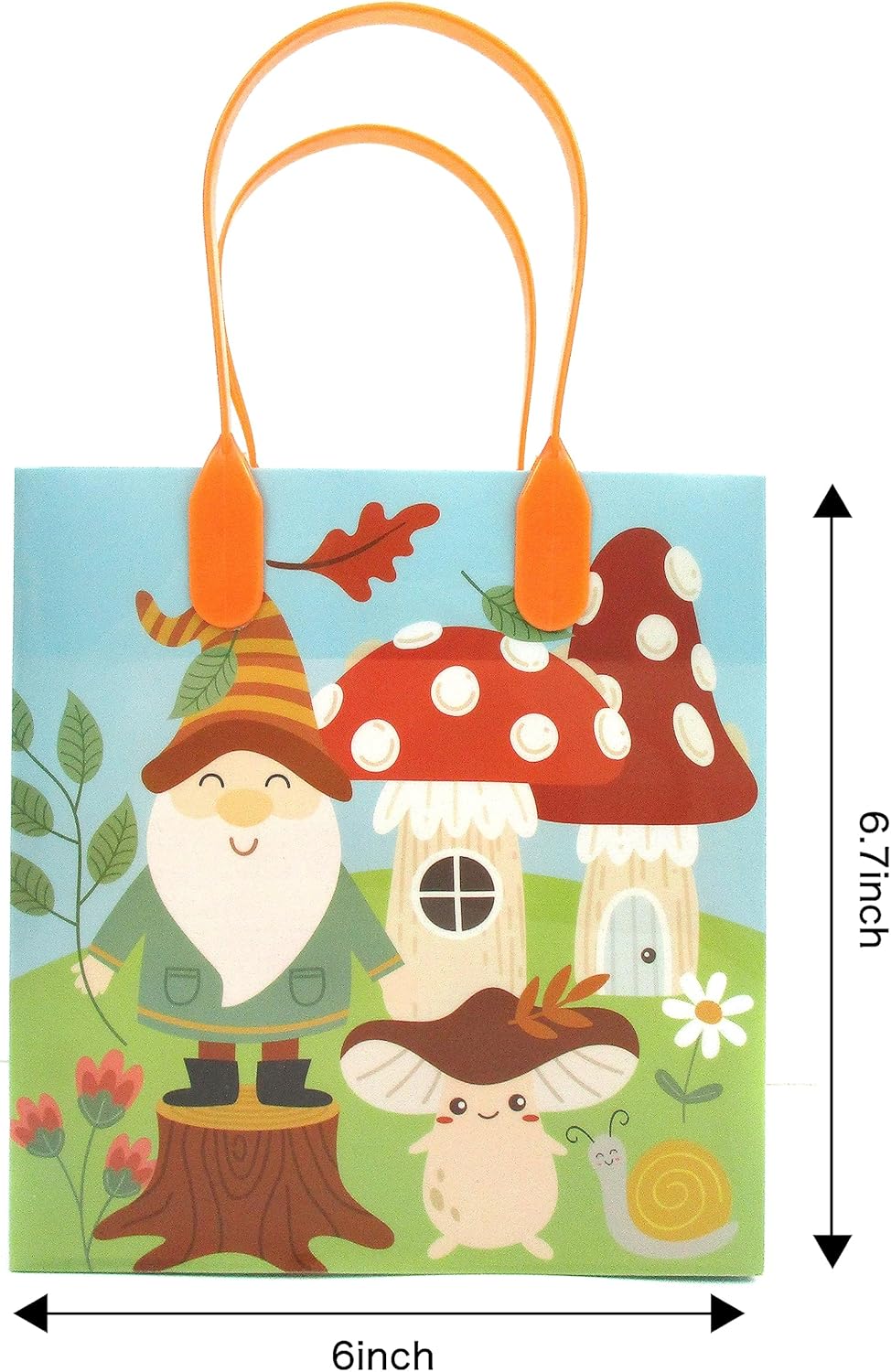 TINYMILLS Garden Gnomes Mushroom Woodland Fairies Party Favor Treat Bags Goodie Bags with Handles Pack of 12 - Image 5