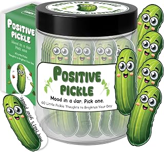 Positive Pickle Jar, 60 Inspirational Affiramtion Cards, Emotional Support Pickle Gift, Stocking Stuffers for Teen Girls, Christmas Gifts for Women, White Elephant Gifts, Teen Girl Gift Trendy Stuff