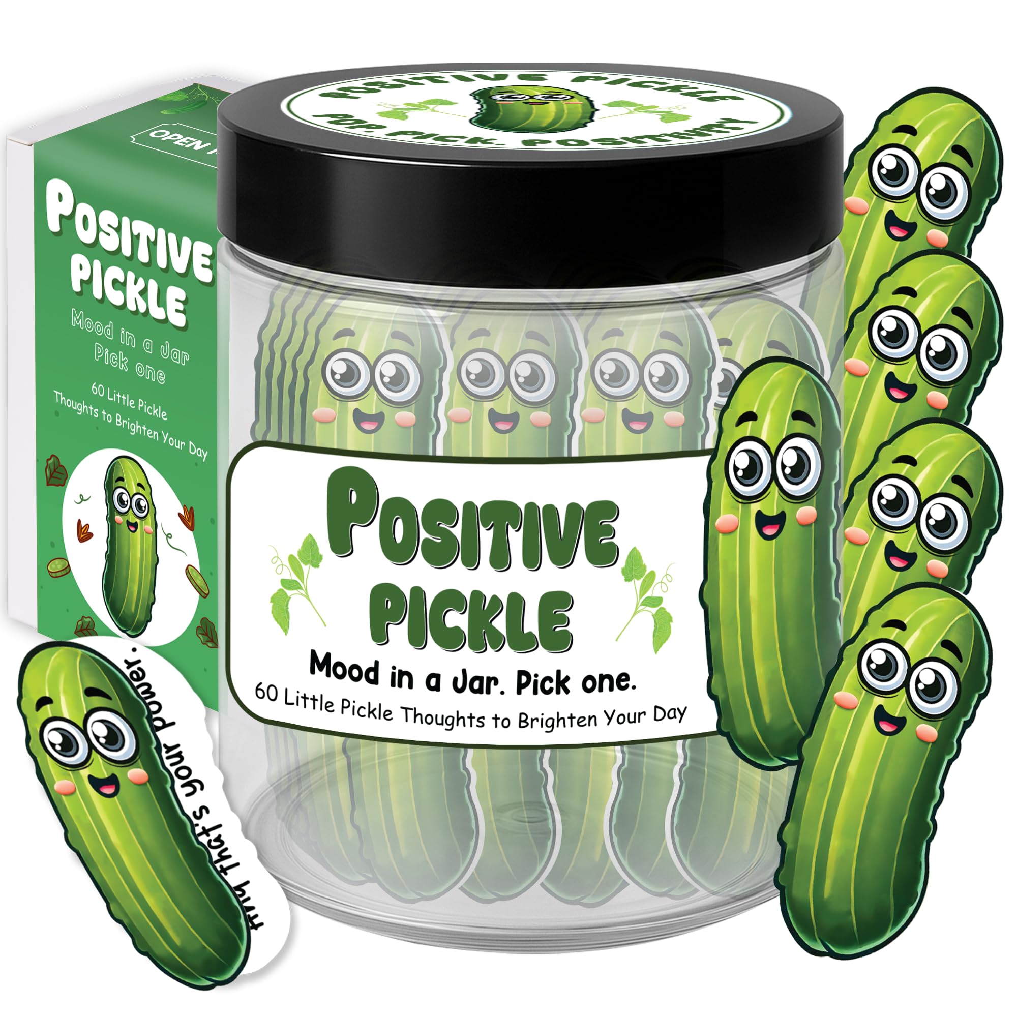 Positive Pickle Jar – Barattolo Con 30 Carte Affermazione A Forma Di Cetriolino, Regalo Motivazionale