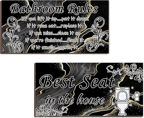 Miniatura 8 de Lnond 2 piezas de decoración de pared de baño de mármol verde blanco y dorado, arte de pared abstracto de madera para colgar, arte de pared, juego