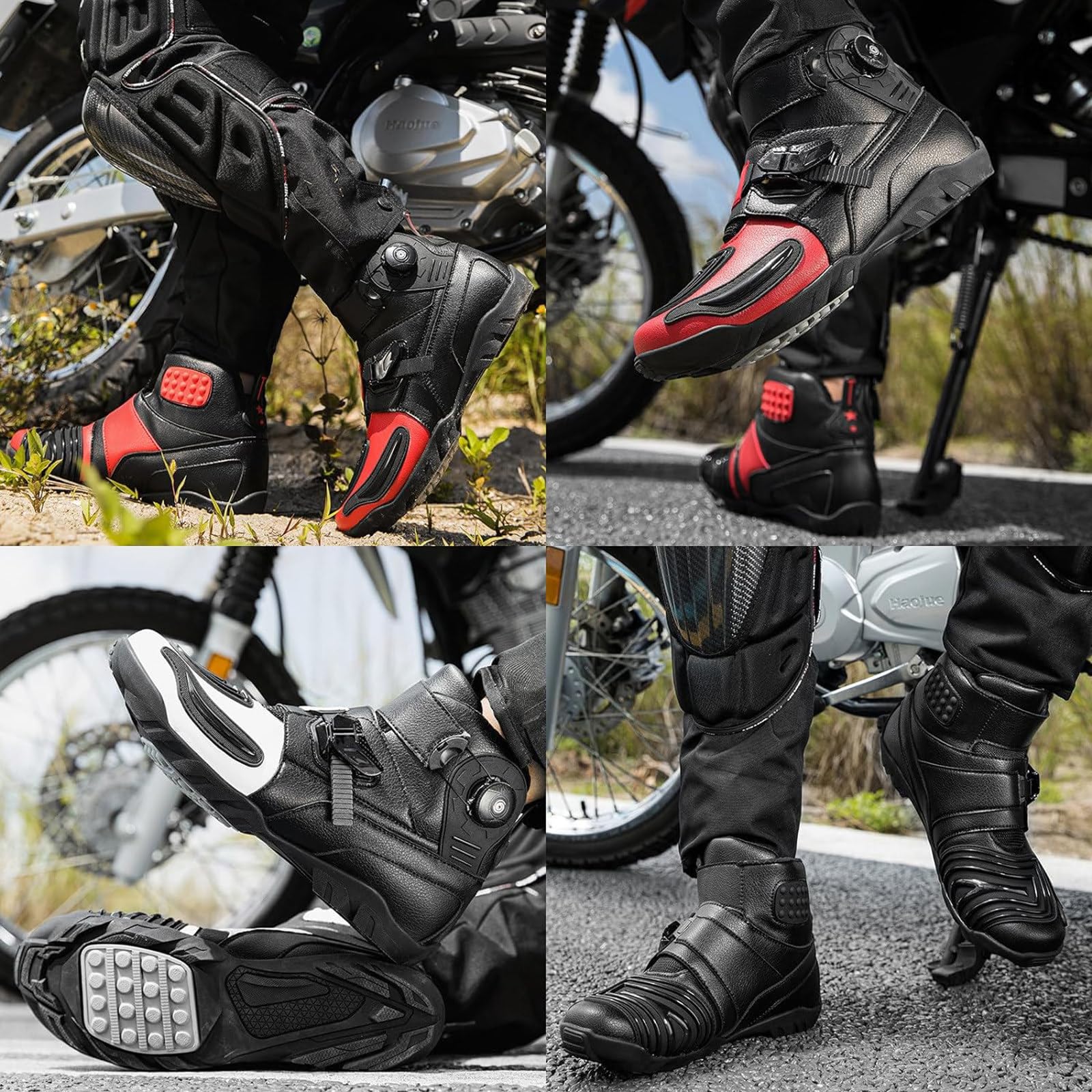 Stivaletti Pelle Motociclista Stivali Da Moto In Pelle Corti Uomo - Foto 7