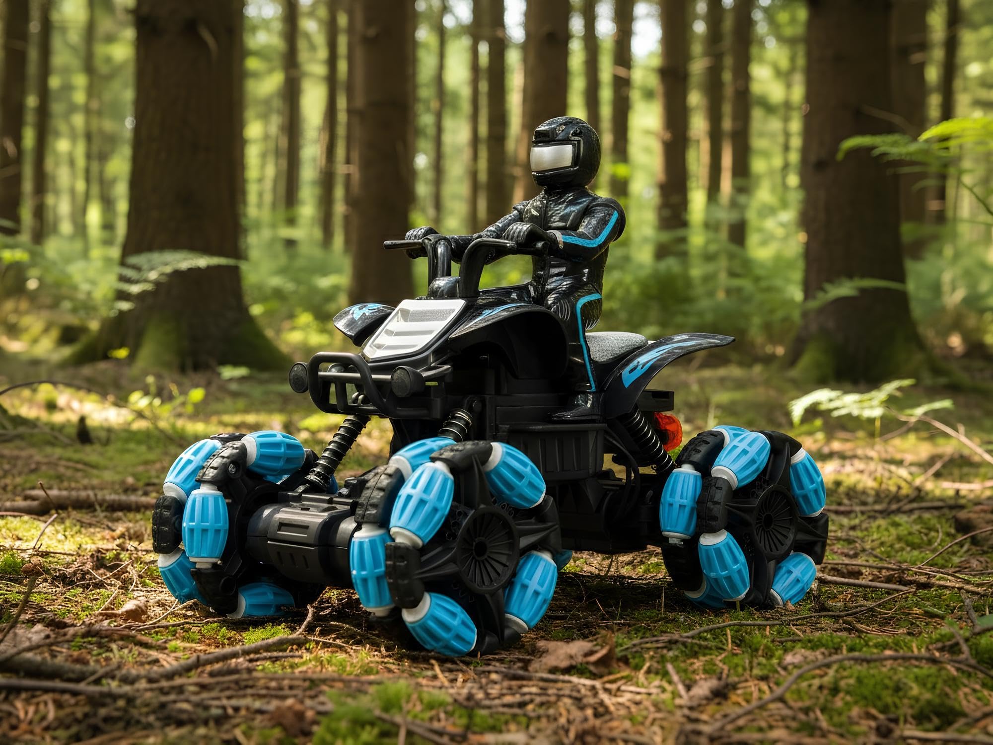 Quad teledirigido con piloto con luces, juguete acrobático Drift 360° Spinning Action Telecomandado ATV Quadbike con doble mando a distancia máquina teledirigida 4x4 Cross Super Quad exterior e