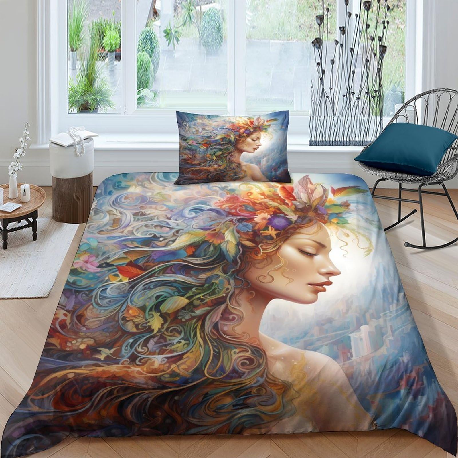 Housse de couette microfibre imprimée papillon parure de lit single 135x200 cm
