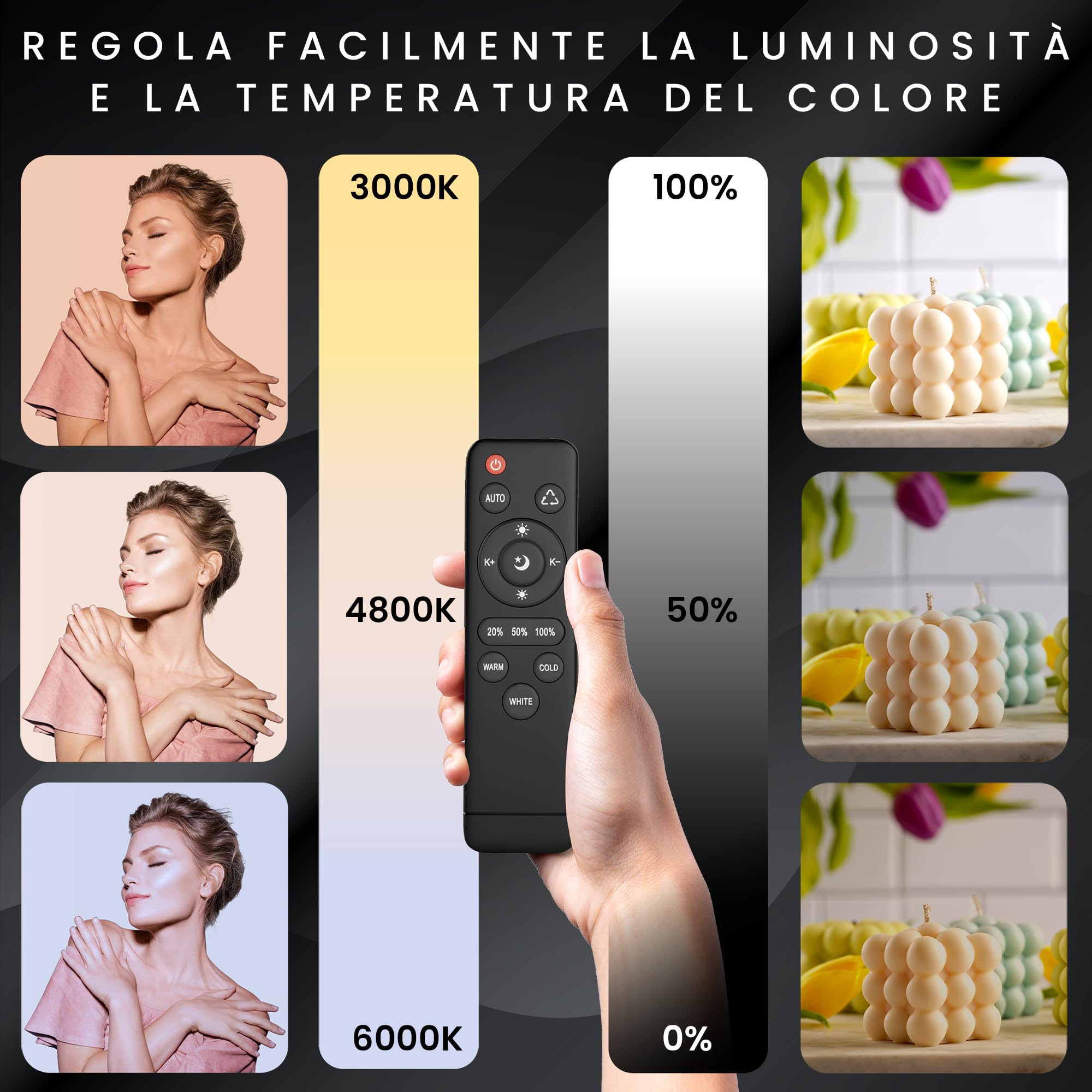Set Softbox per Studio Fotografico - 2 Softbox 70x50 cm, 2 Luci a LED 4800 Lumen 3000-6000K - Luce Fotografica - Kit di Illuminazione – Lampada Fotografica