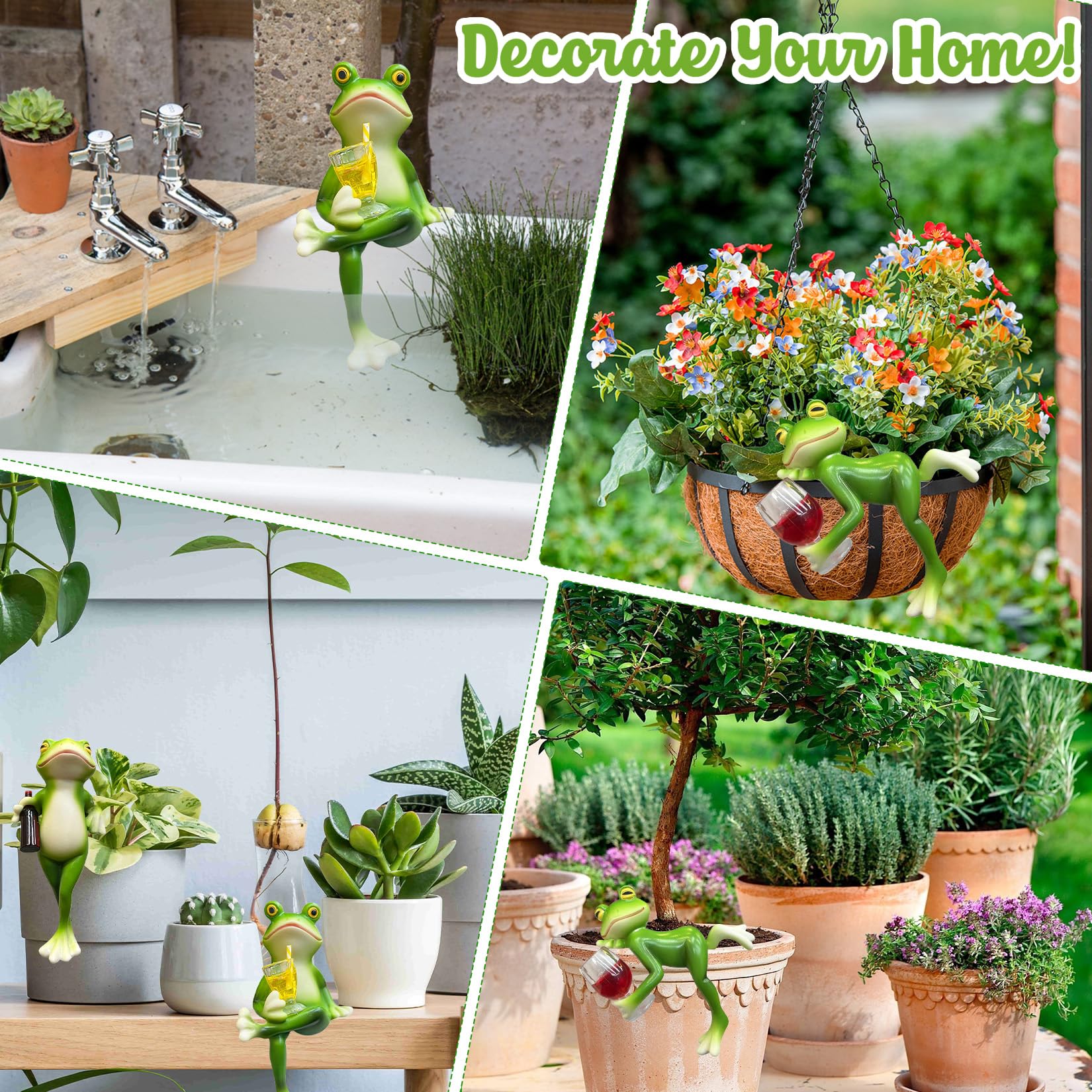3 mini rane statuette per fiori da appendere a forma di rana, decorazione per piante in vaso, decorazione da giardino, mini laghetto, rana, decorazione da giardino, per laghetto da terrazzo