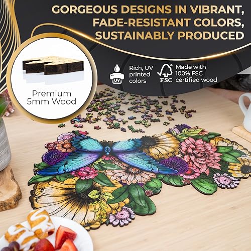 Miniatura 2 de ZenChalet - Rompecabezas de corazón de flores de 1000 piezas para adultos - Rompecabezas de madera desafiantes para adultos - Sorprende a tus amigos