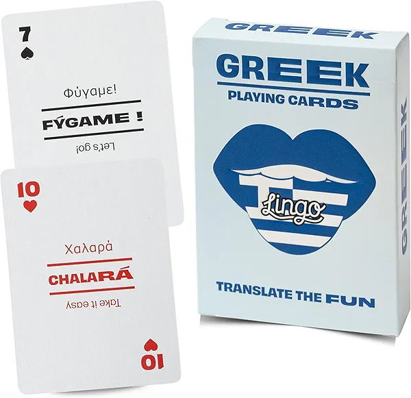 Greek Lingo Playing Cards | Travel Flashcards | Learn Greek Vocabulary in A Fun & Easy Way | 52 Essential Translations