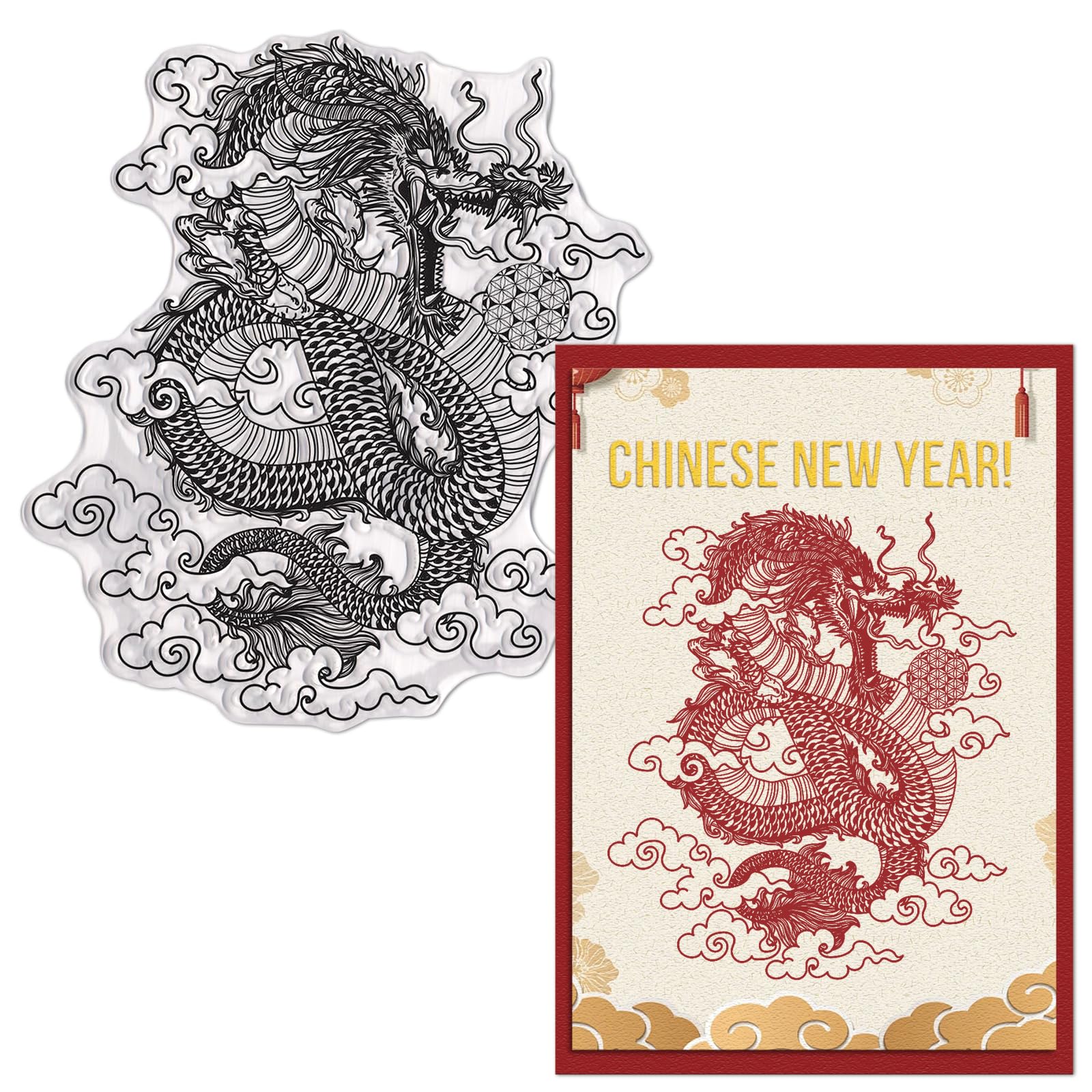 Amazon.com: Hying Chinese Dragon Clear Stamps for Card Making  display picture 1