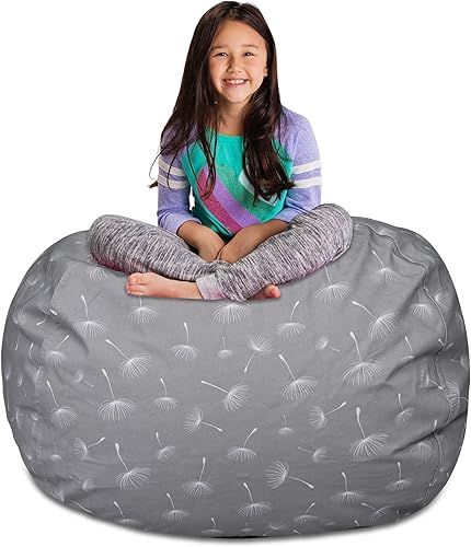 Miniatura 50 de Posh Stuffable - Sillón puff con almacenamiento para niños, contenedor de animales de peluche, organizador de juguetes de niños Lienzo Burbujas Azul