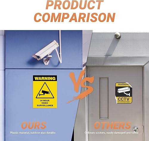 Miniatura 5 de 4 calcomanías de video vigilancia de 5 x 7 pulgadas de 24 horas, resistentes a la intemperie, a los arañazos, al agua y a la decoloración, vinilo