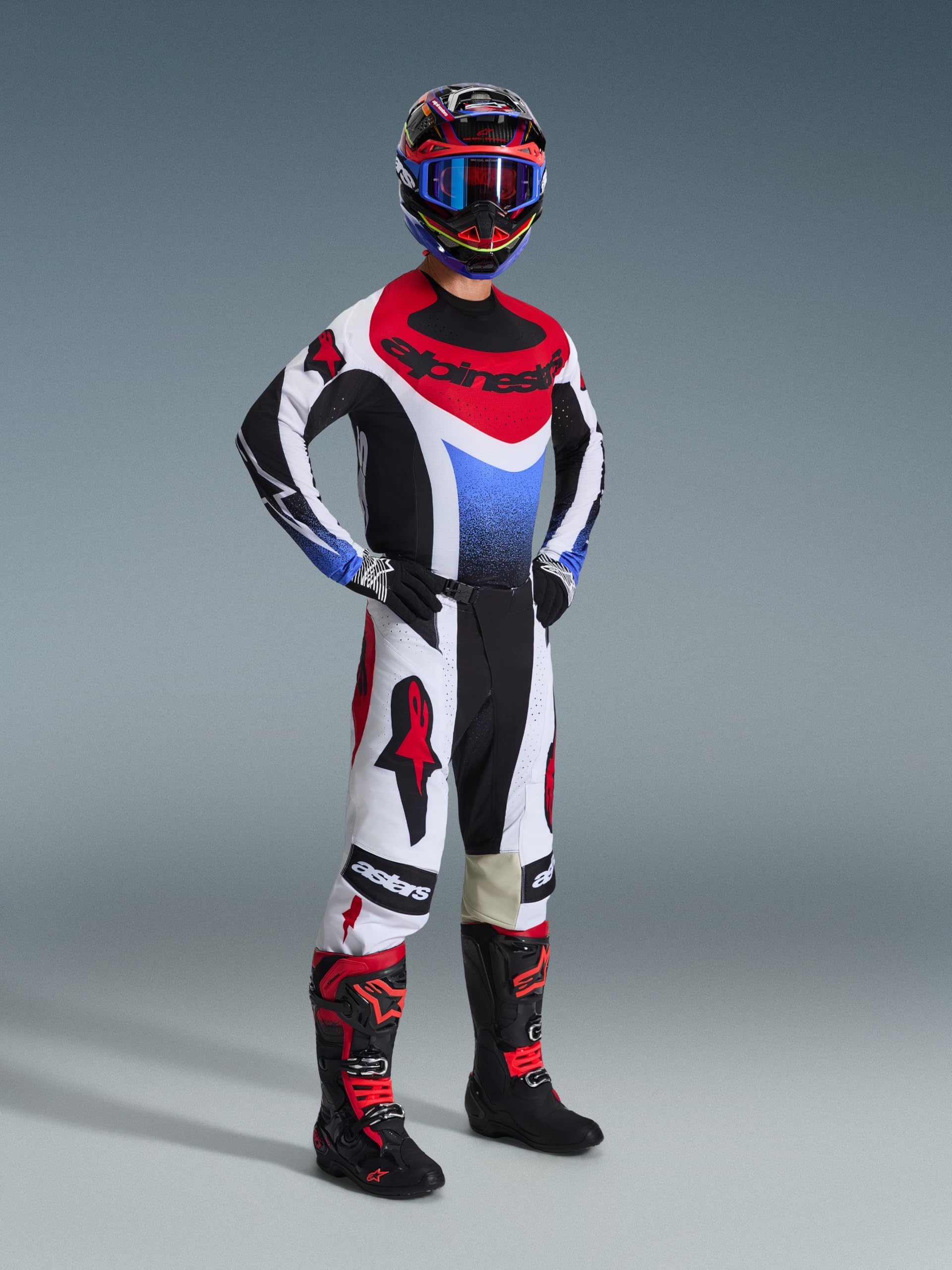 Alpinestars Techstar KNIF Maglia da motocross, nero/bianco/rosso, S